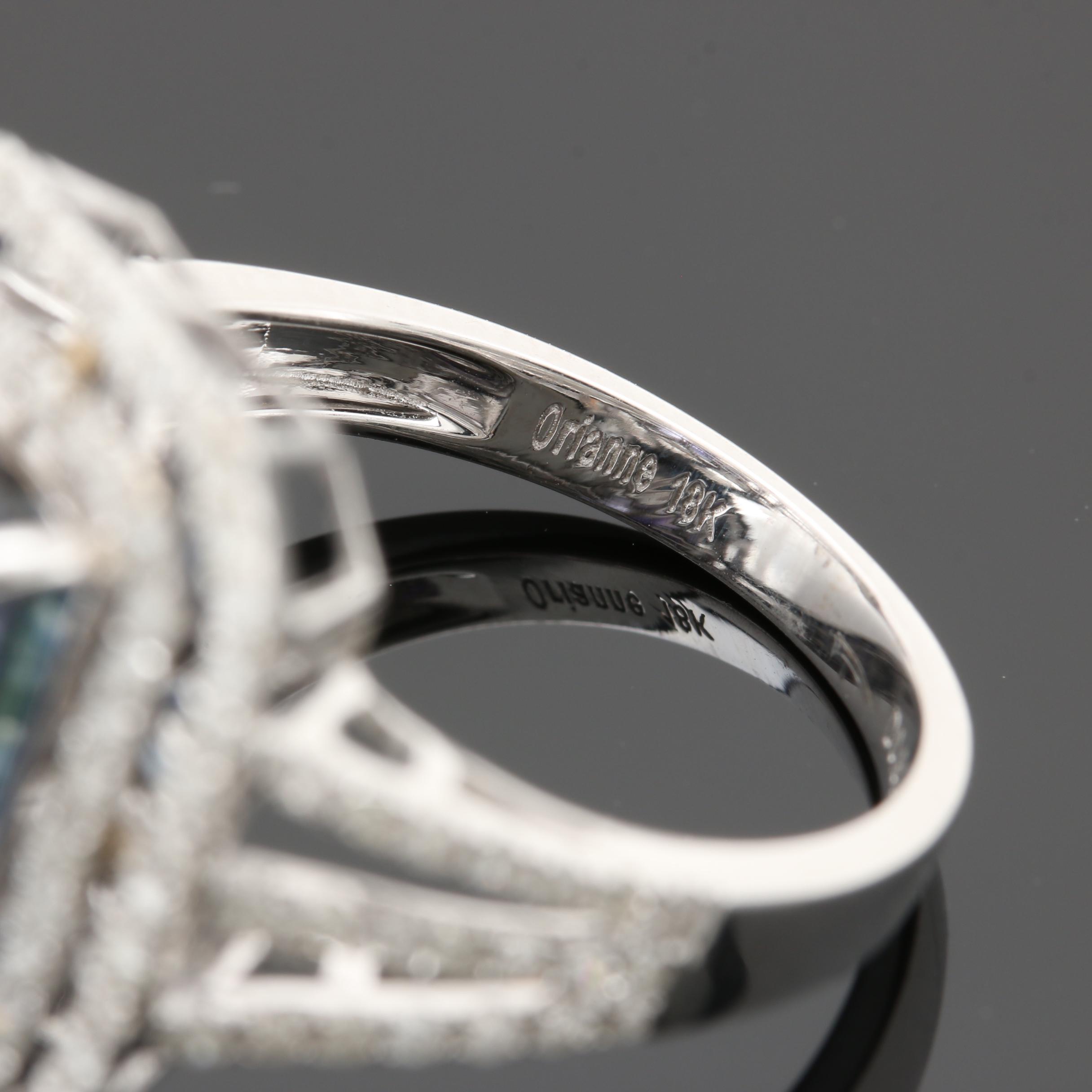 18K White Gold 6.87 CT Tanzanite and Diamond Ring With GIA Report