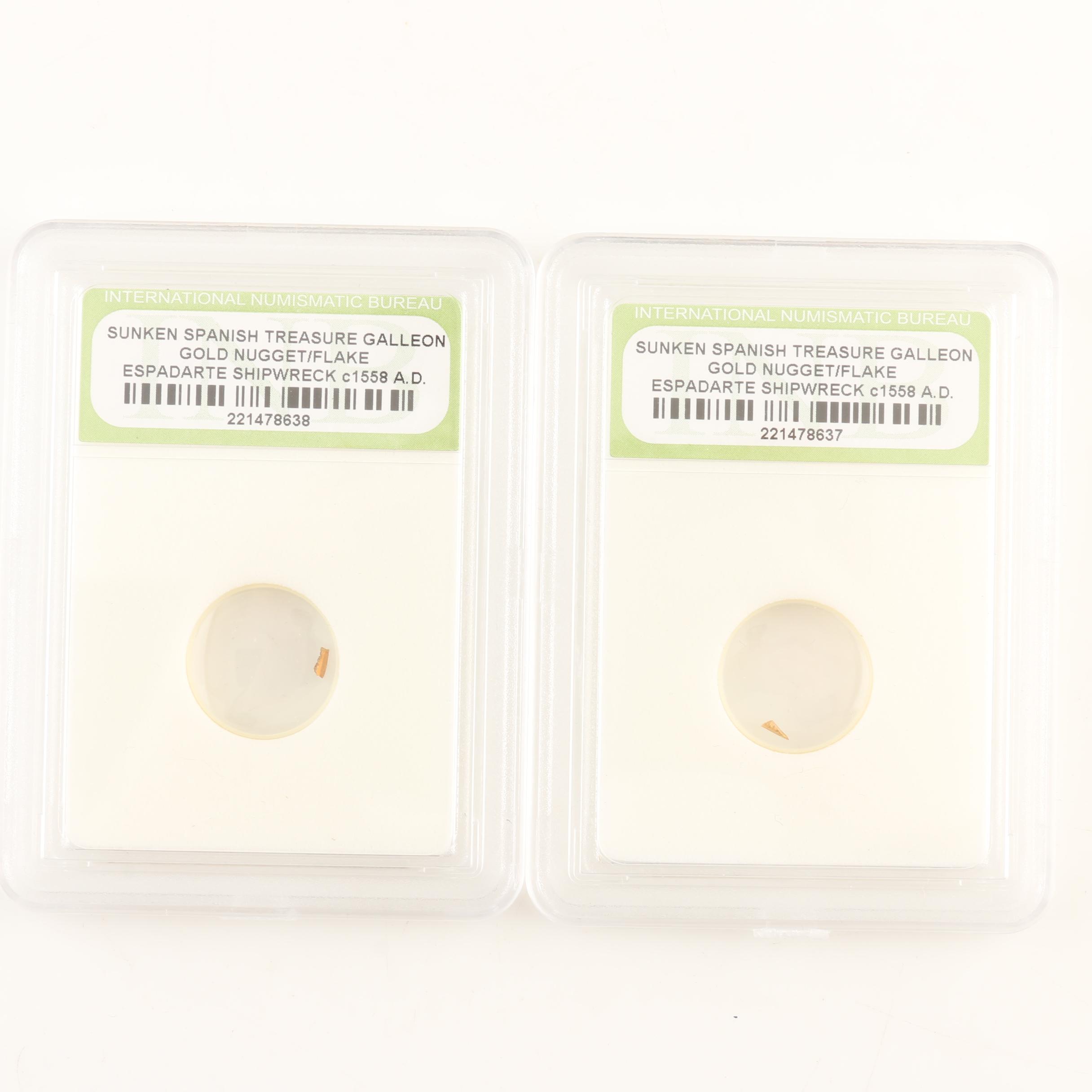 Two Gold Nugget Flakes from Spanish Shipwreck