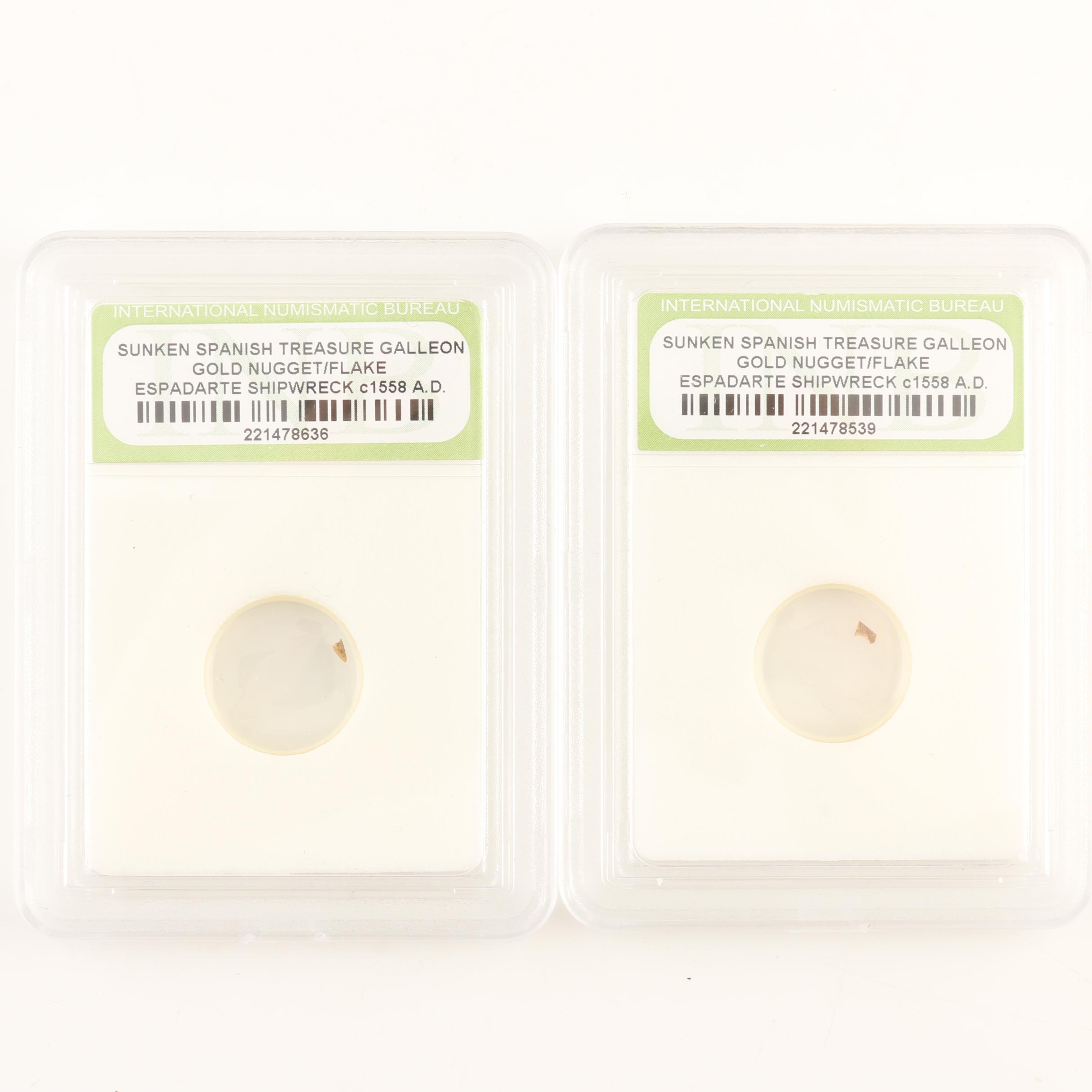Two Gold Nugget Flakes from Spanish Shipwreck
