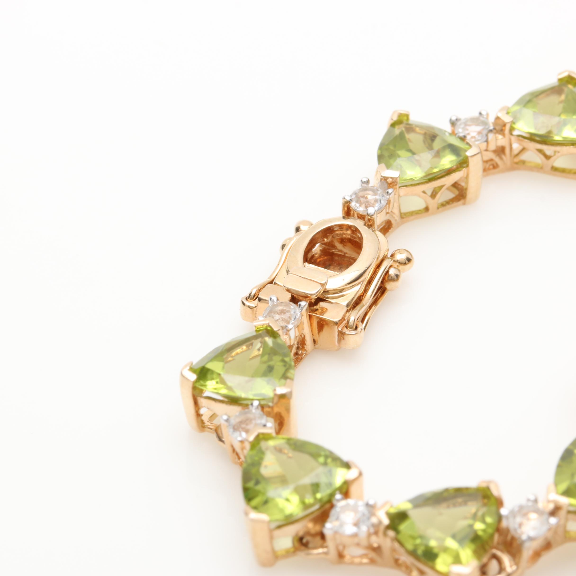 Sterling Silver Peridot and White Topaz Demi Parure