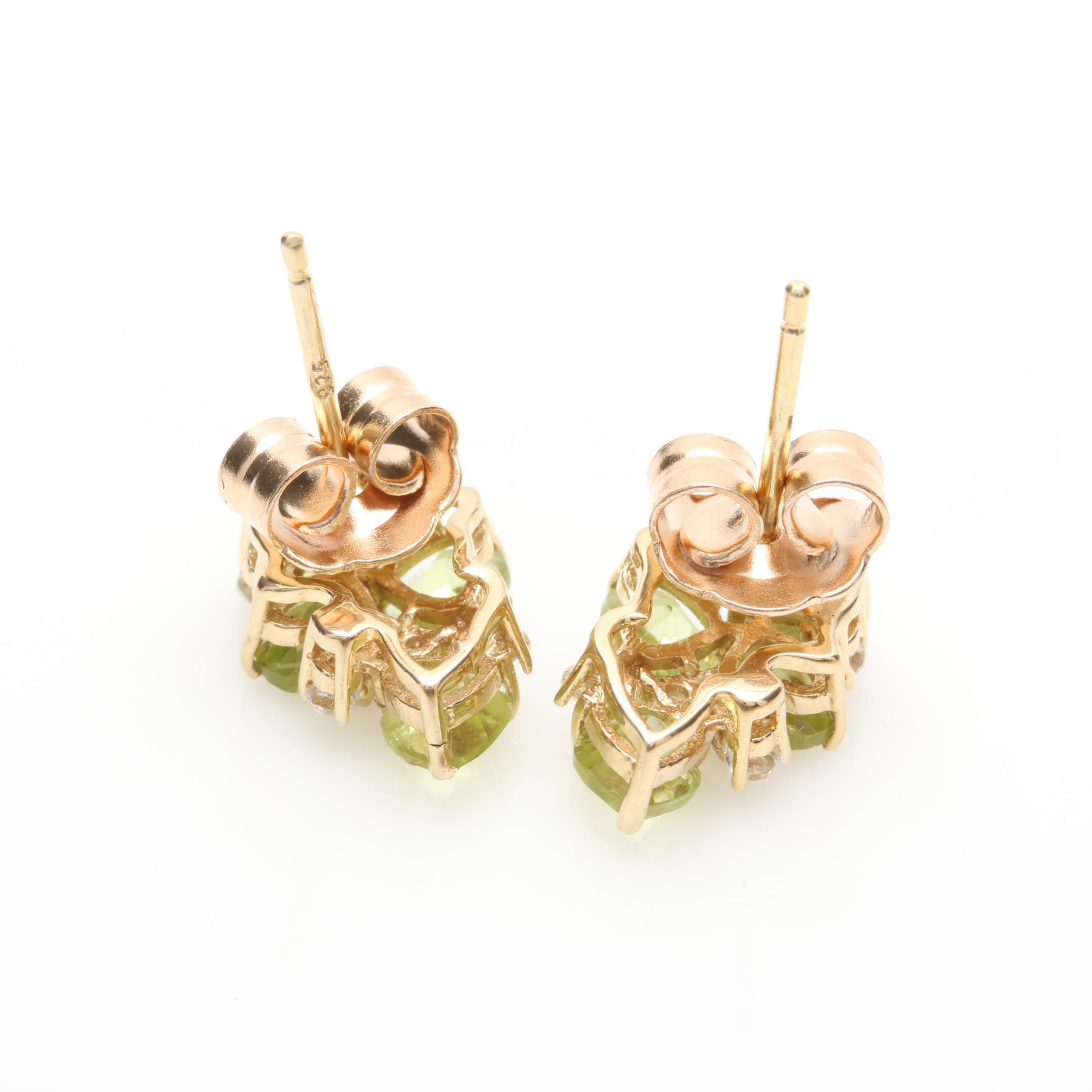 Sterling Silver Peridot and White Topaz Demi Parure