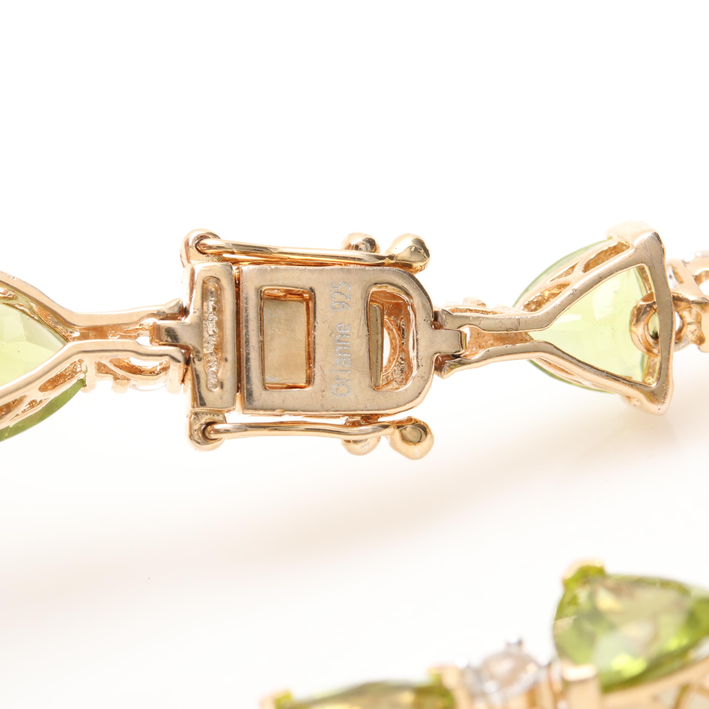 Sterling Silver Peridot and White Topaz Demi Parure