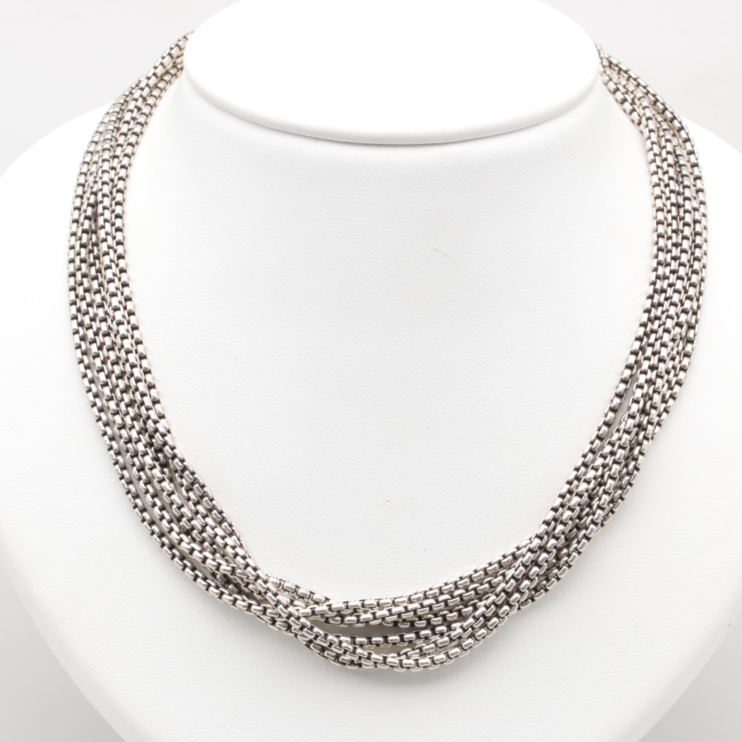 David Yurman Sterling Silver Necklace with 14K Yellow Gold Accents