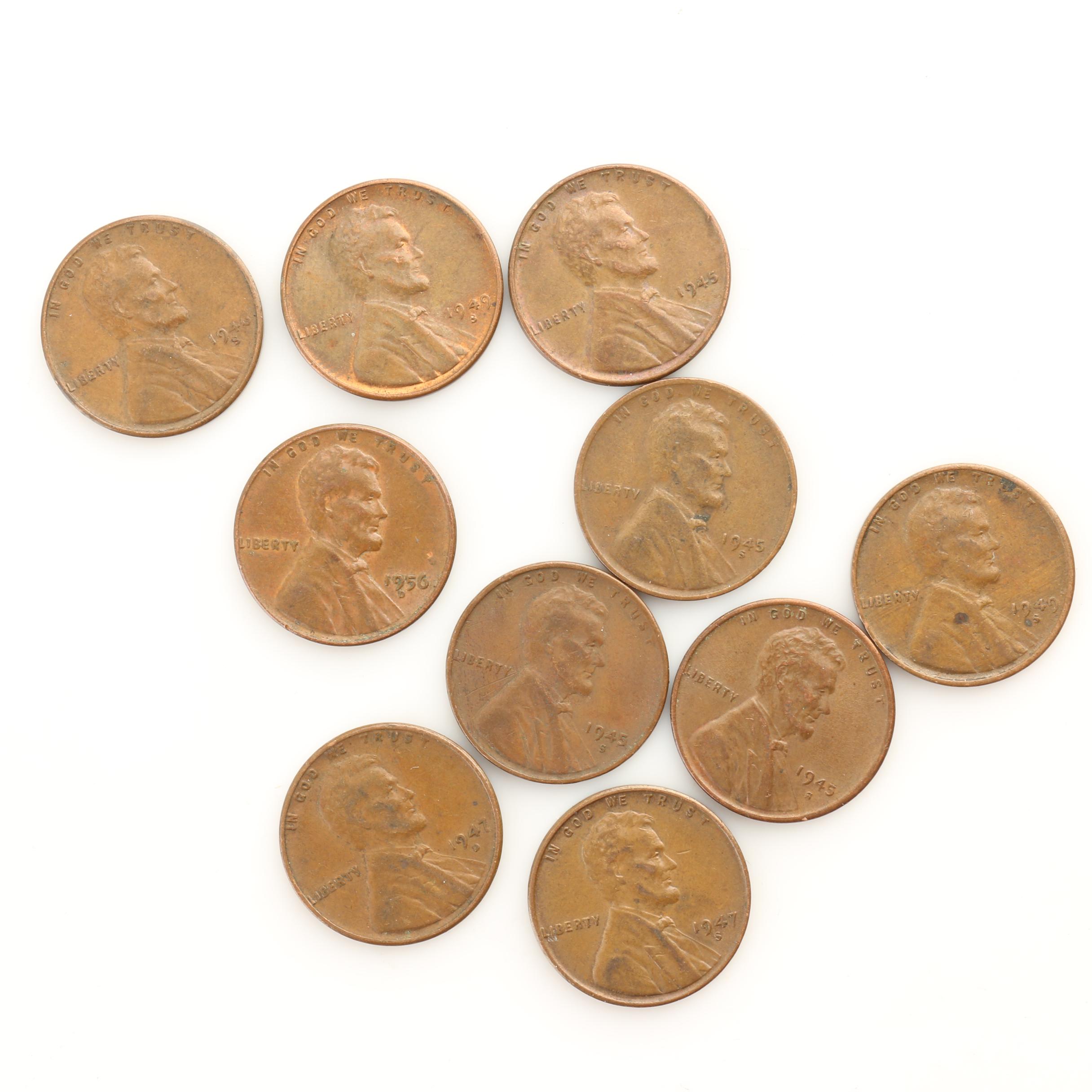 Group of Lincoln Wheat Cents, Buffalo Nickels and Liberty Head "V" Nickels