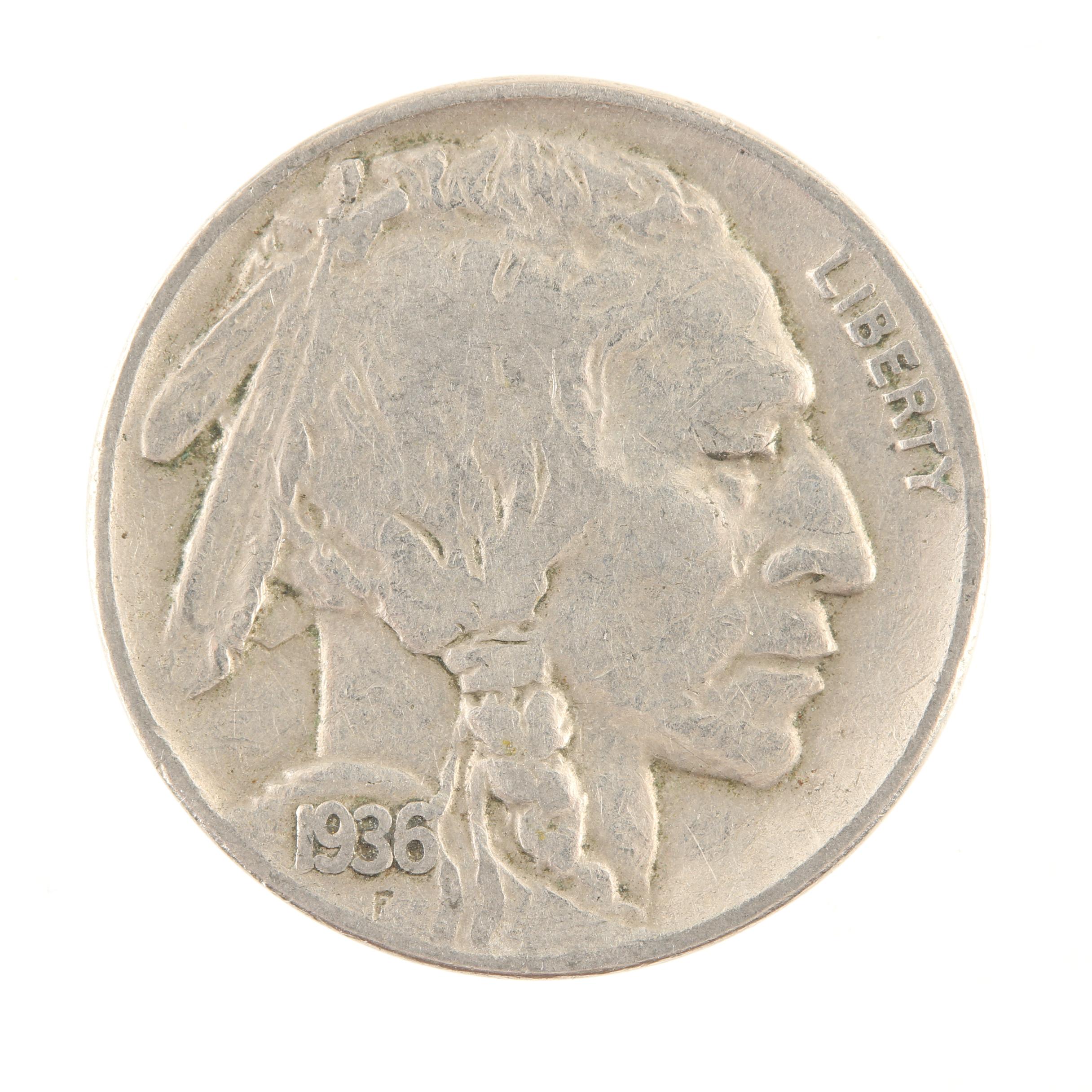 Group of Lincoln Wheat Cents, Buffalo Nickels and Liberty Head "V" Nickels