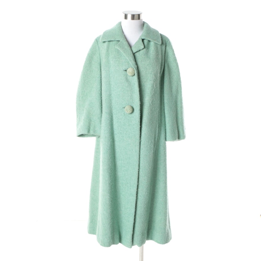 Vintage Woodward & Lothrop Mint Green Wool Dress Coat