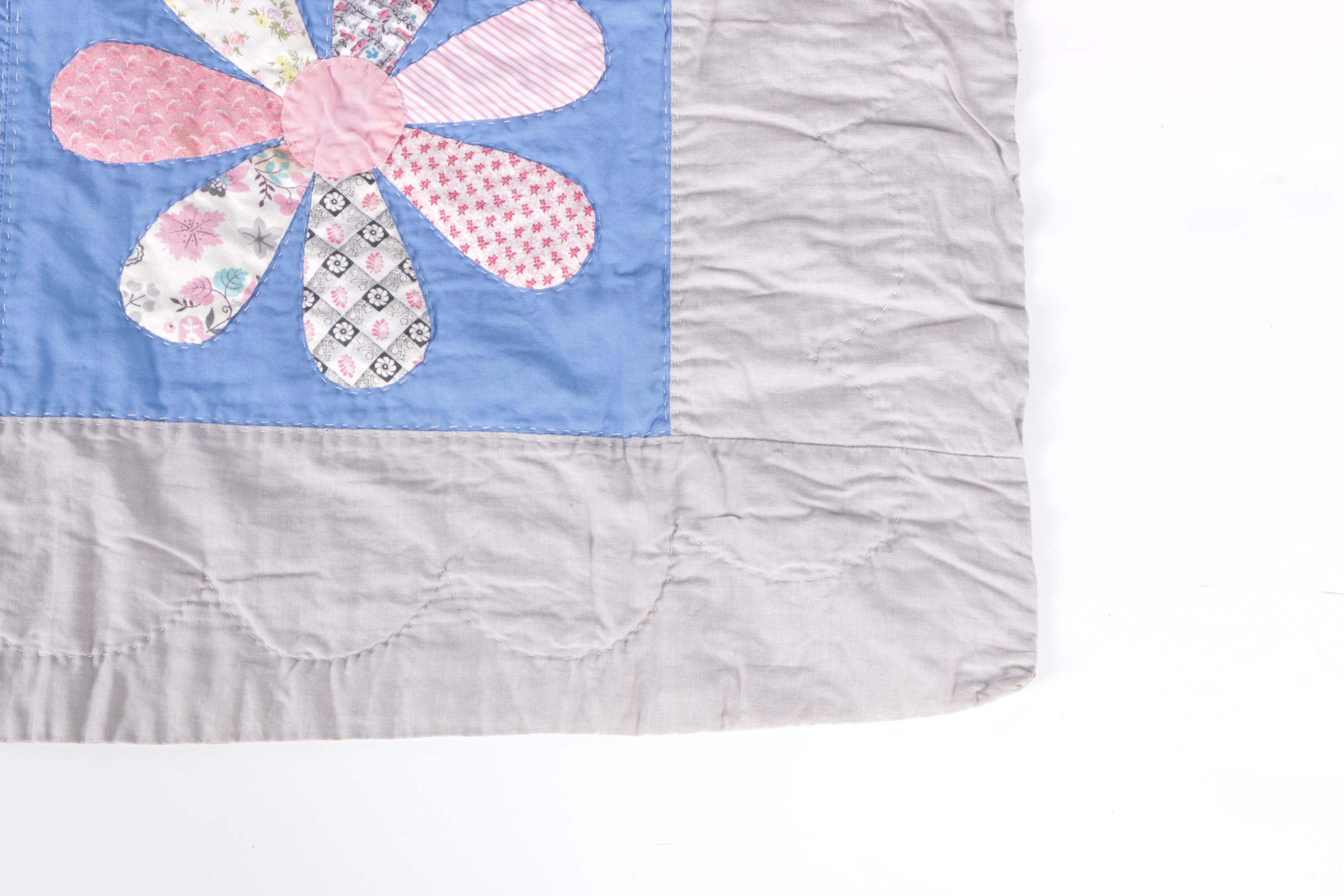 Hand-Stiched "Flower Power" Applique Quilt