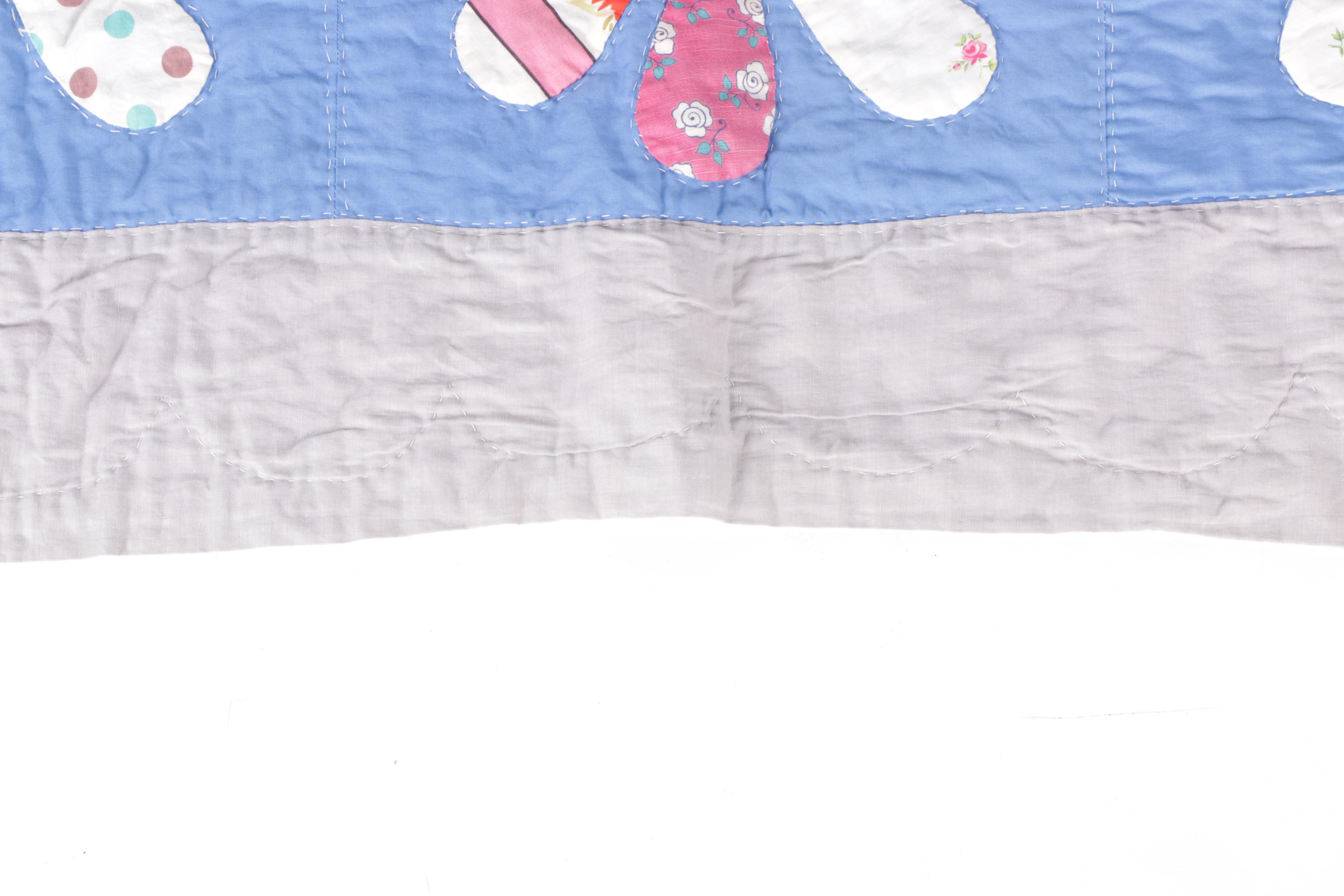 Hand-Stiched "Flower Power" Applique Quilt