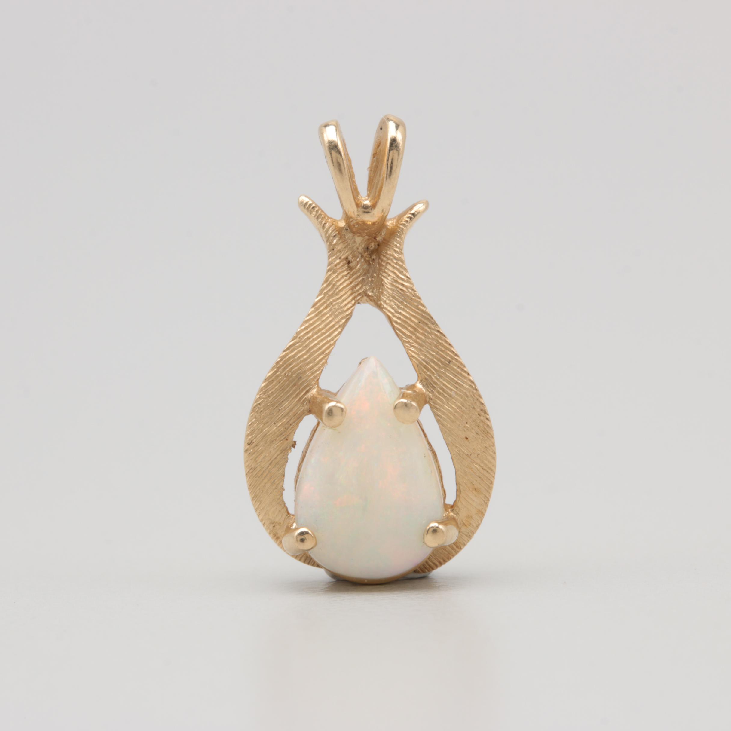 14K Yellow Gold Opal Pendant