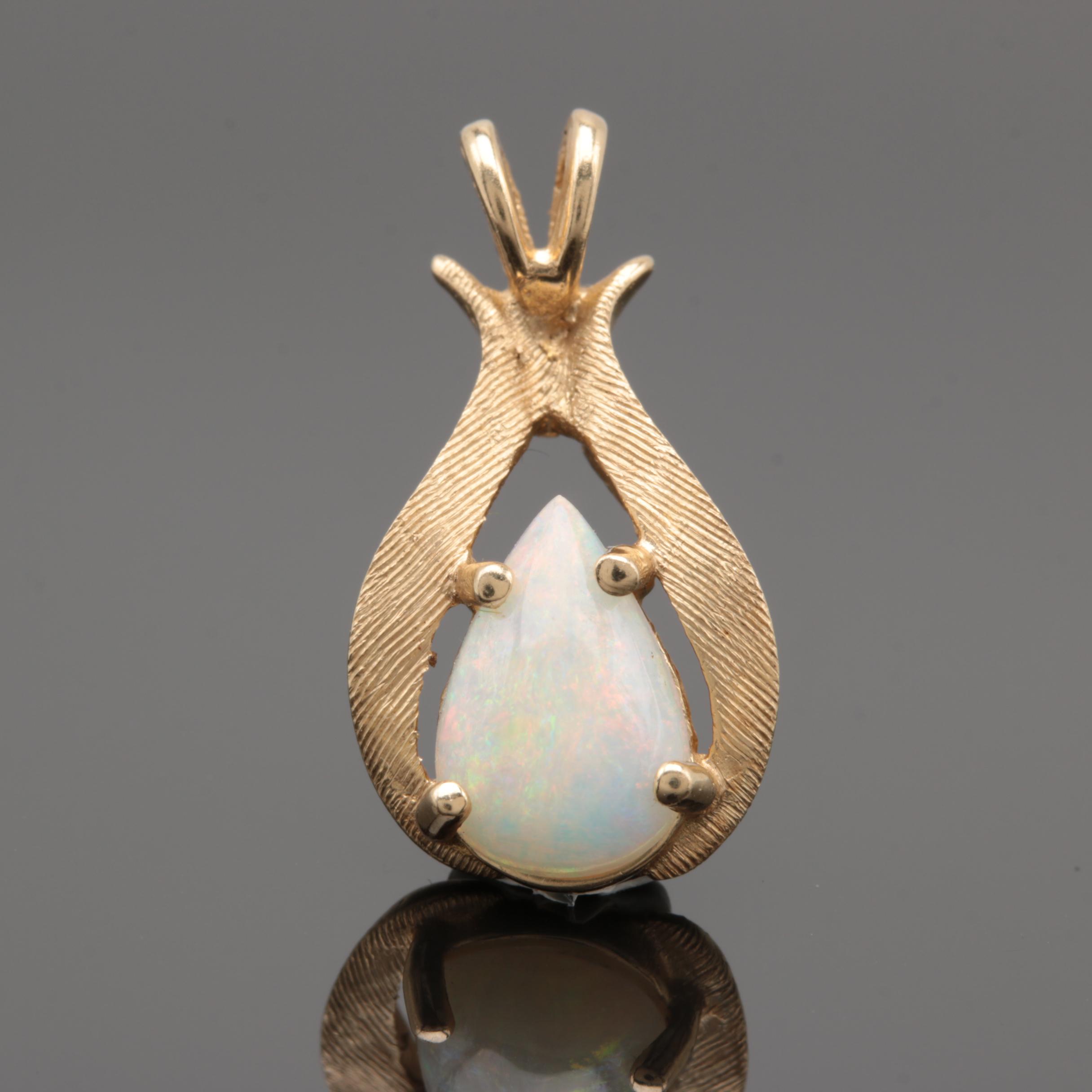14K Yellow Gold Opal Pendant