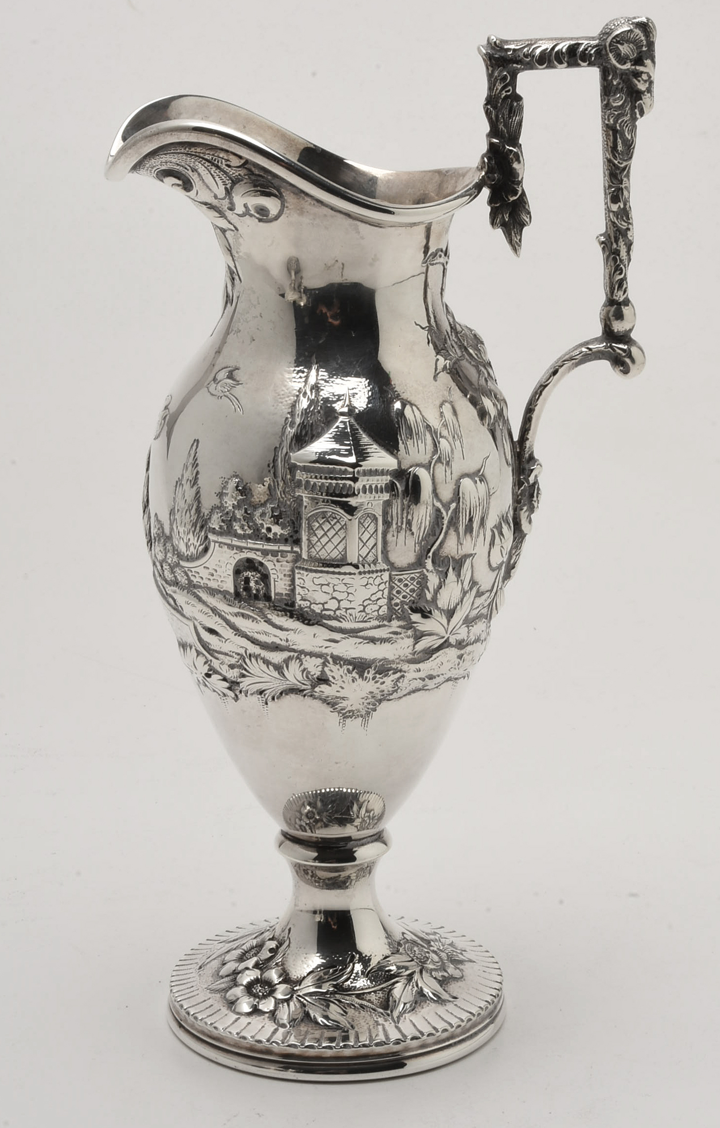 Circa 1900 S. Kirk & Son Co. "Landscape" Sterling Silver Tea and Coffee Service