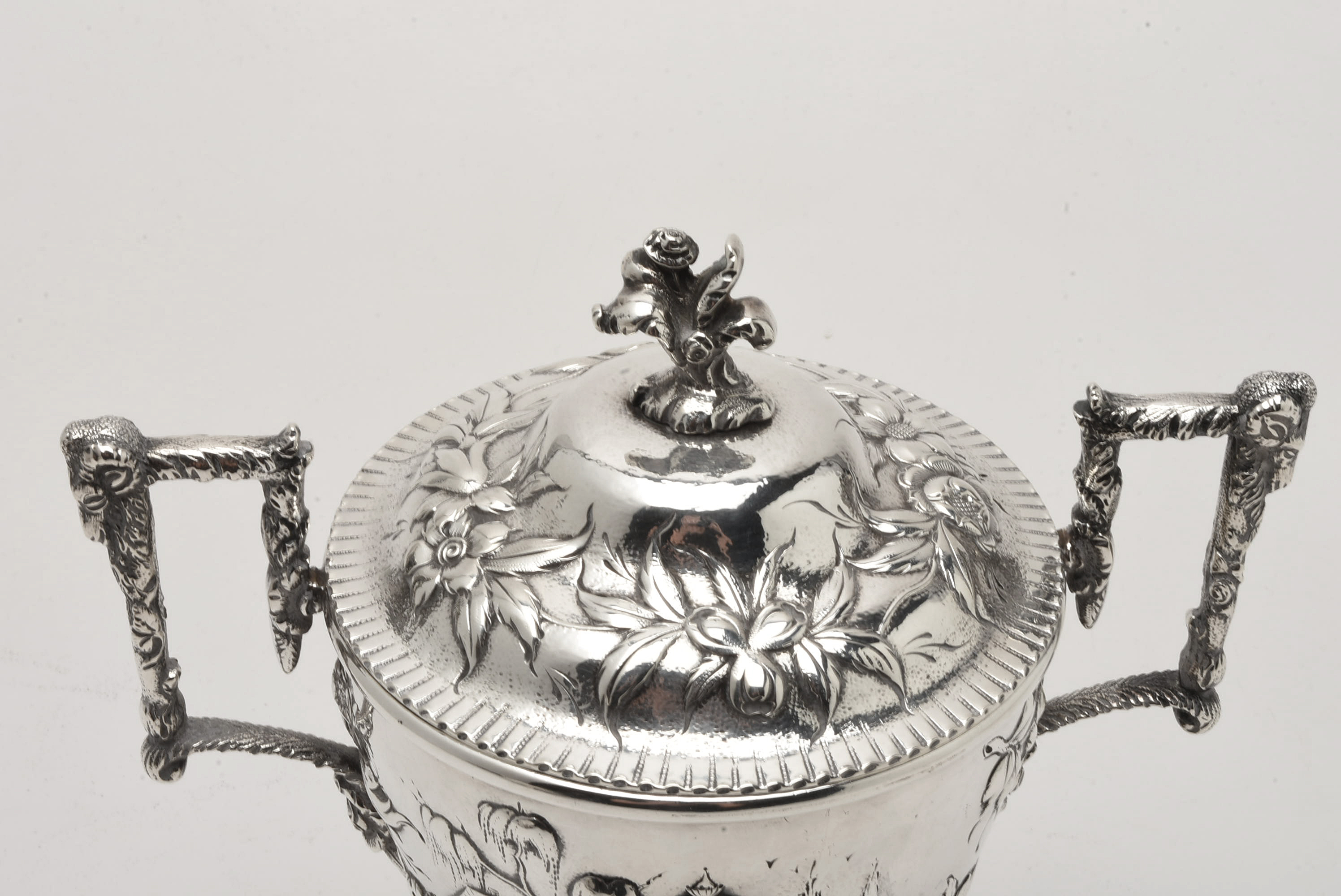 Circa 1900 S. Kirk & Son Co. "Landscape" Sterling Silver Tea and Coffee Service