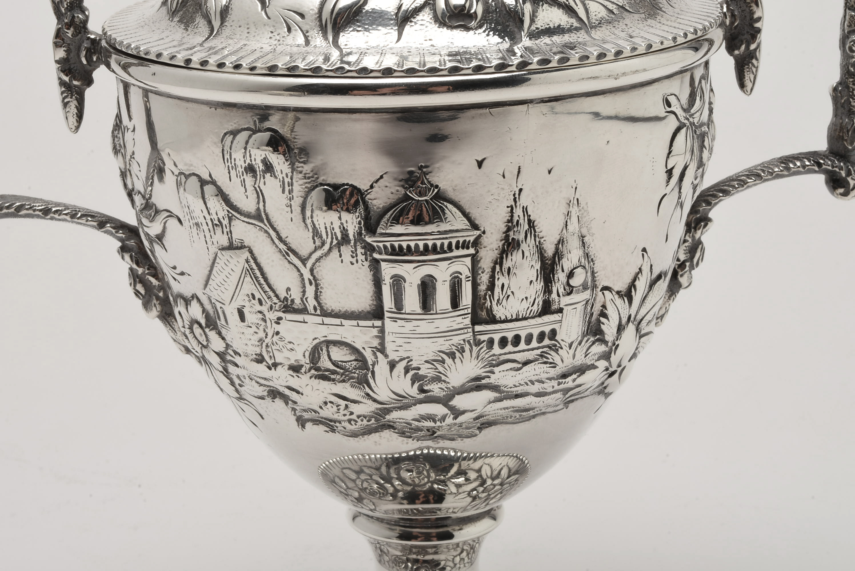 Circa 1900 S. Kirk & Son Co. "Landscape" Sterling Silver Tea and Coffee Service