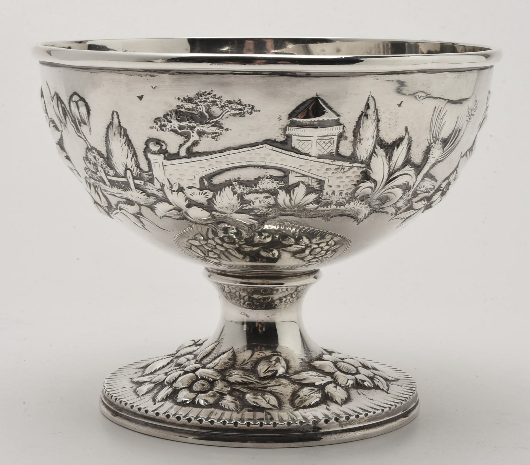 Circa 1900 S. Kirk & Son Co. "Landscape" Sterling Silver Tea and Coffee Service