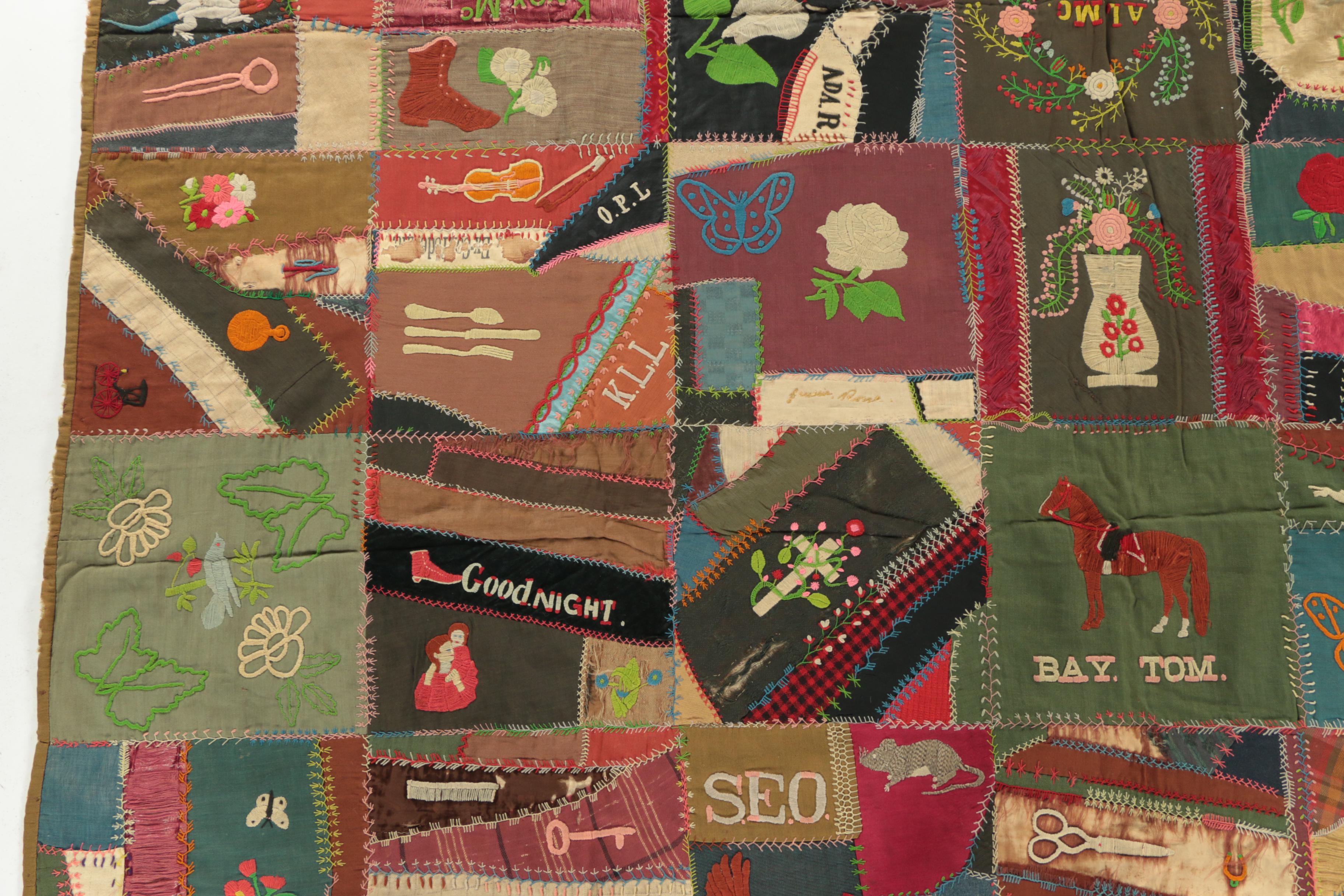 Late 19th Century Hand Made Folk Art Friendship Quilt