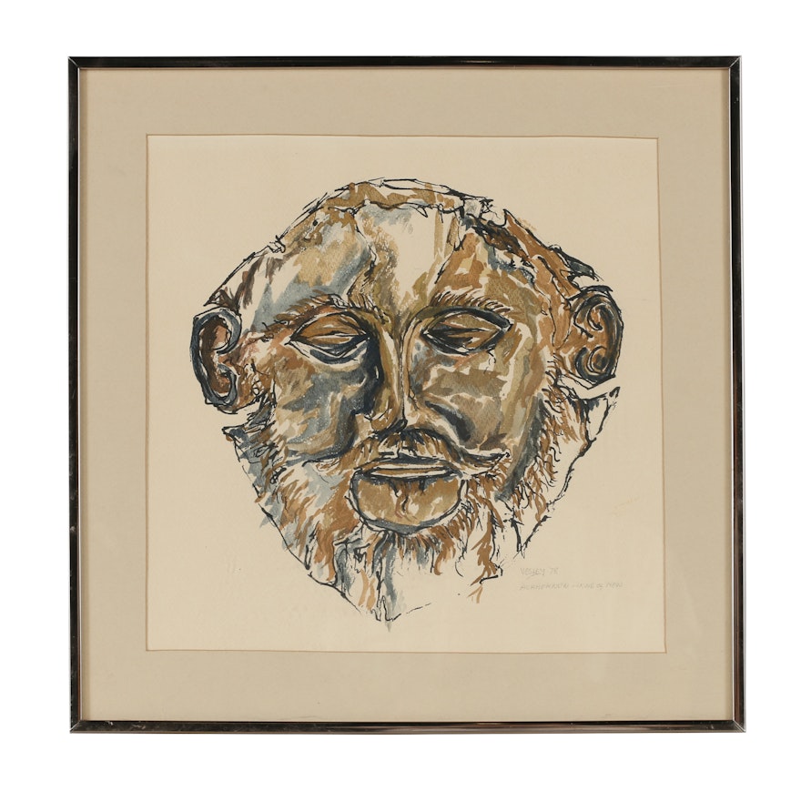 Vesley Ink and Watercolor Painting "Agamemnon: King of Men"