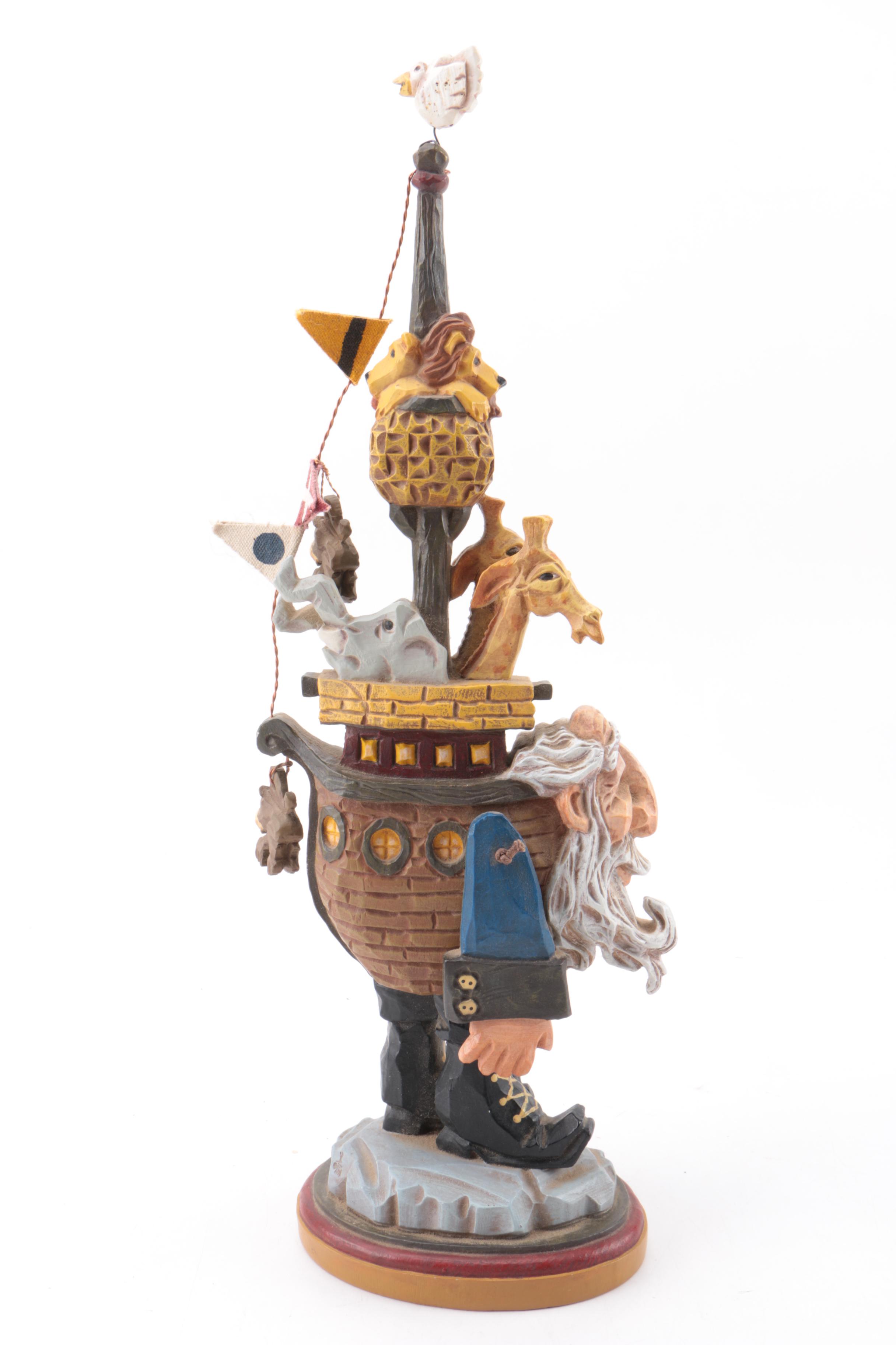 David Frykman "Land Ho" Carved Figurine of Noah's Ark