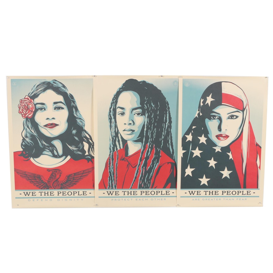 Three Shepard Fairey Offset Prints "We The People"