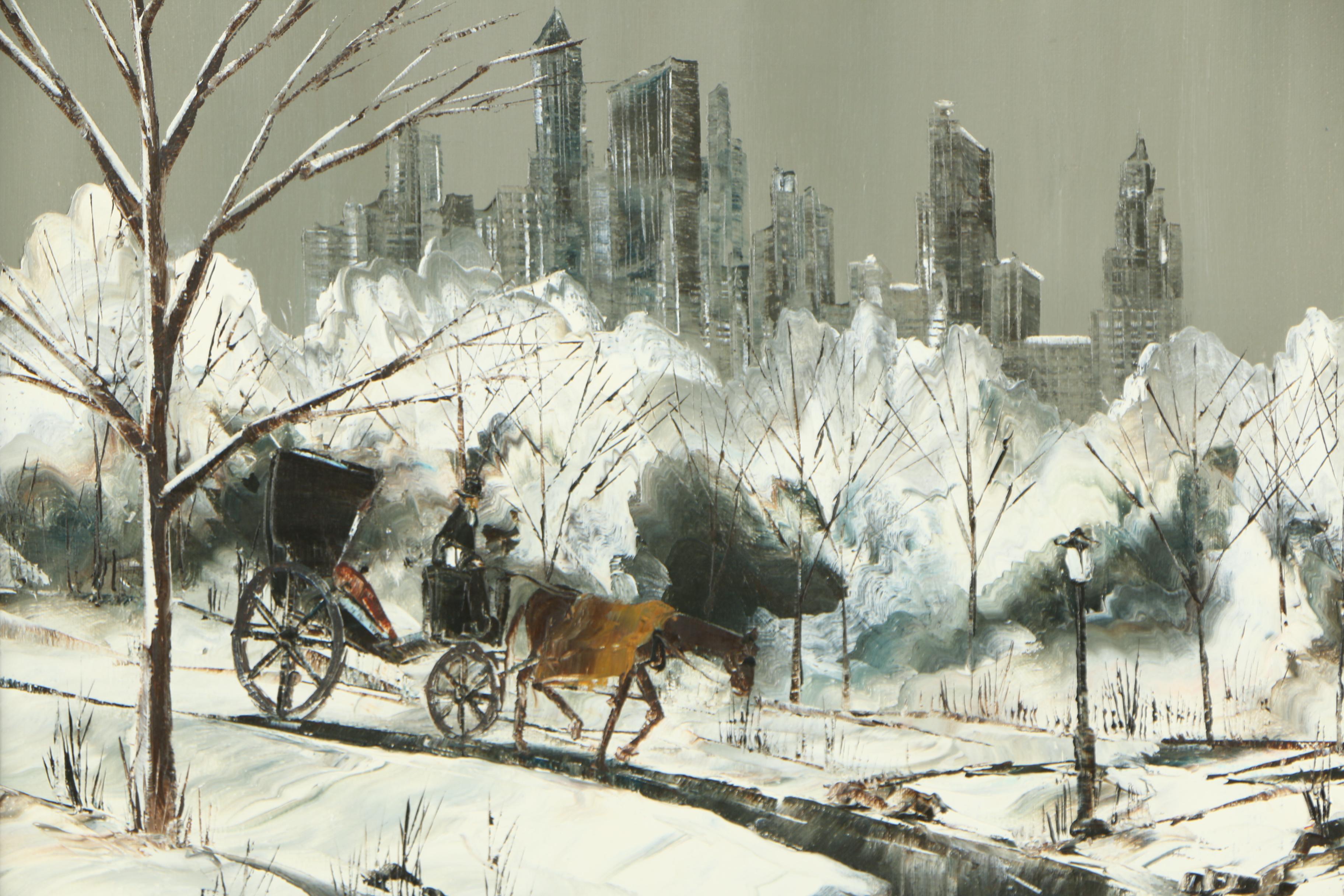 Robert Lebrón Oil Painting "Central Park in Winter"