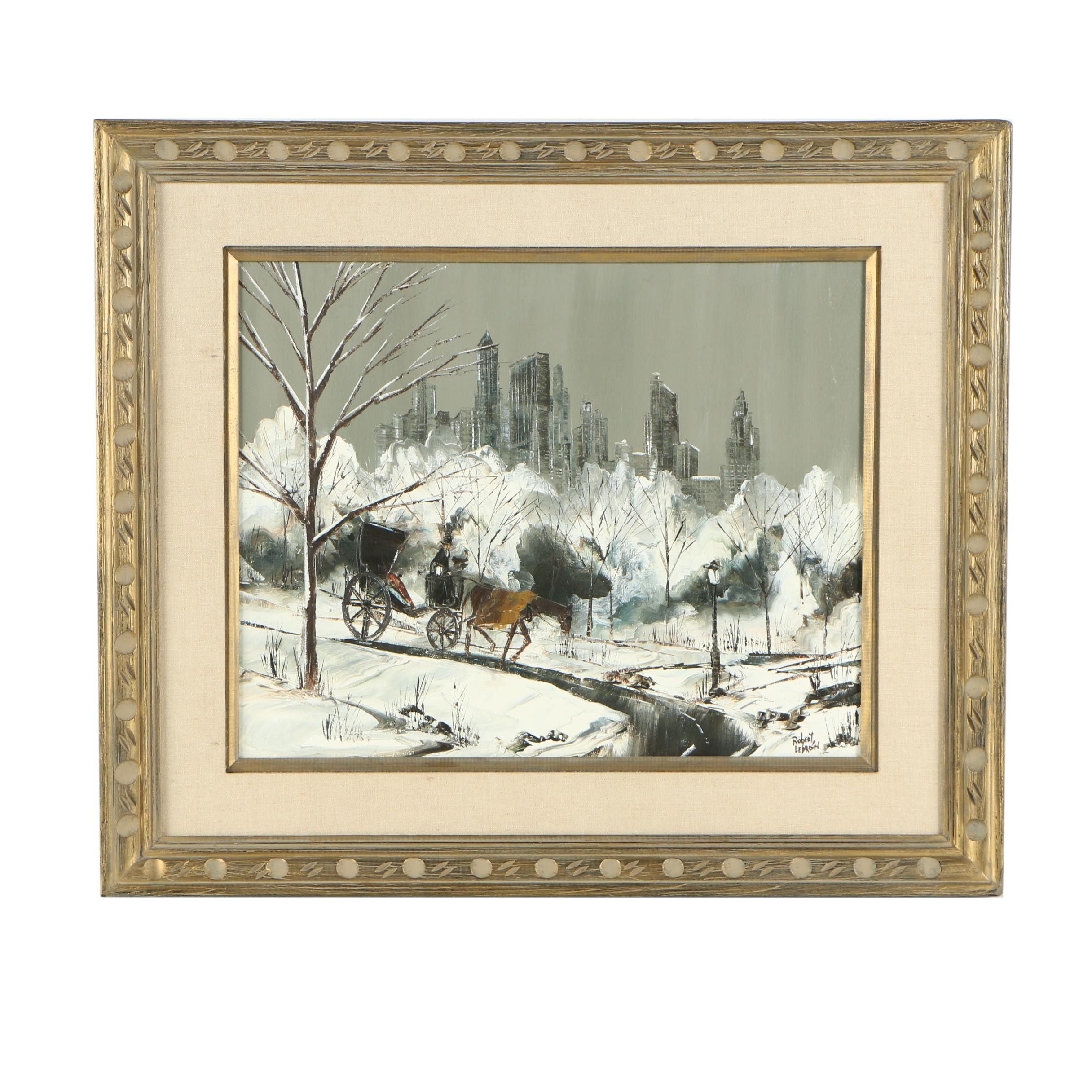 Robert Lebrón Oil Painting "Central Park in Winter"