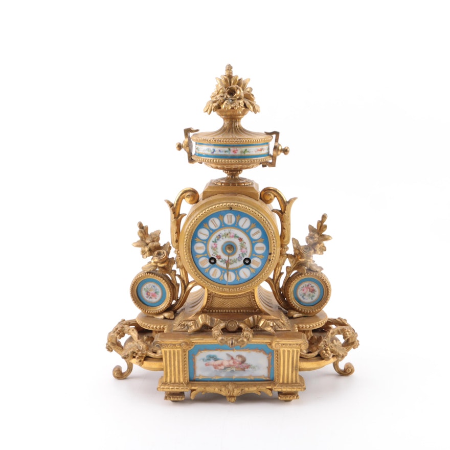 Antique Bronze P.H. Mourey Bronze D'ore Mantel Clock