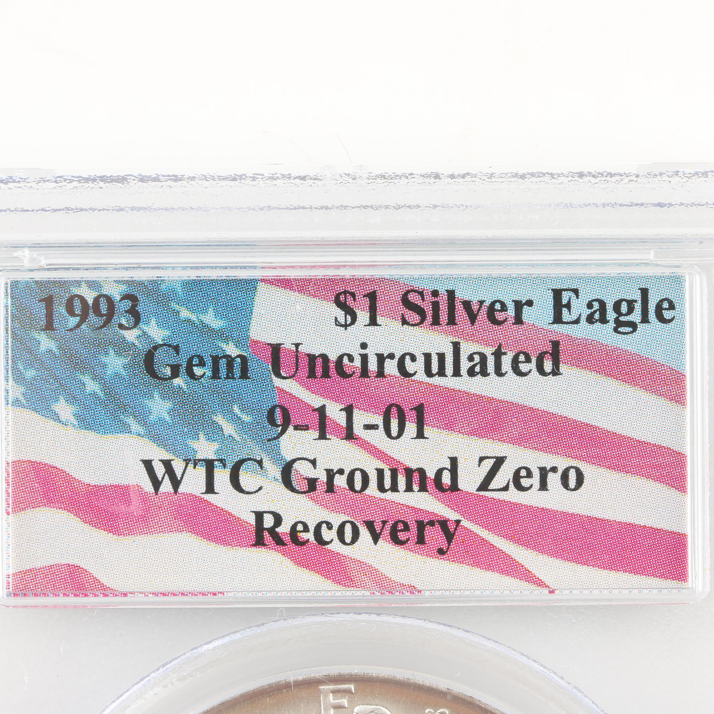 1993 Walking Liberty Silver Eagle Recovered From World Trade Center Ground Zero