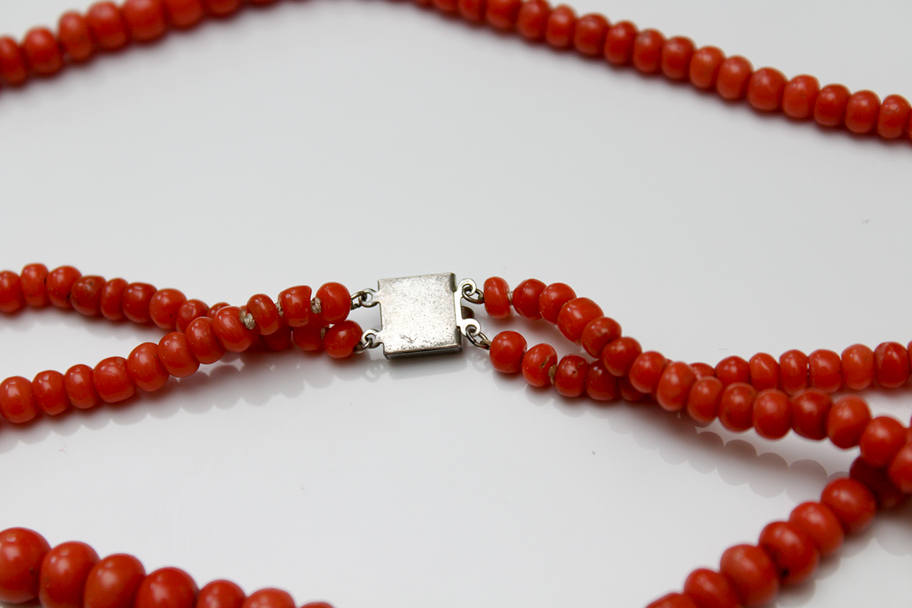 Coral Double Strand Vintage Necklace