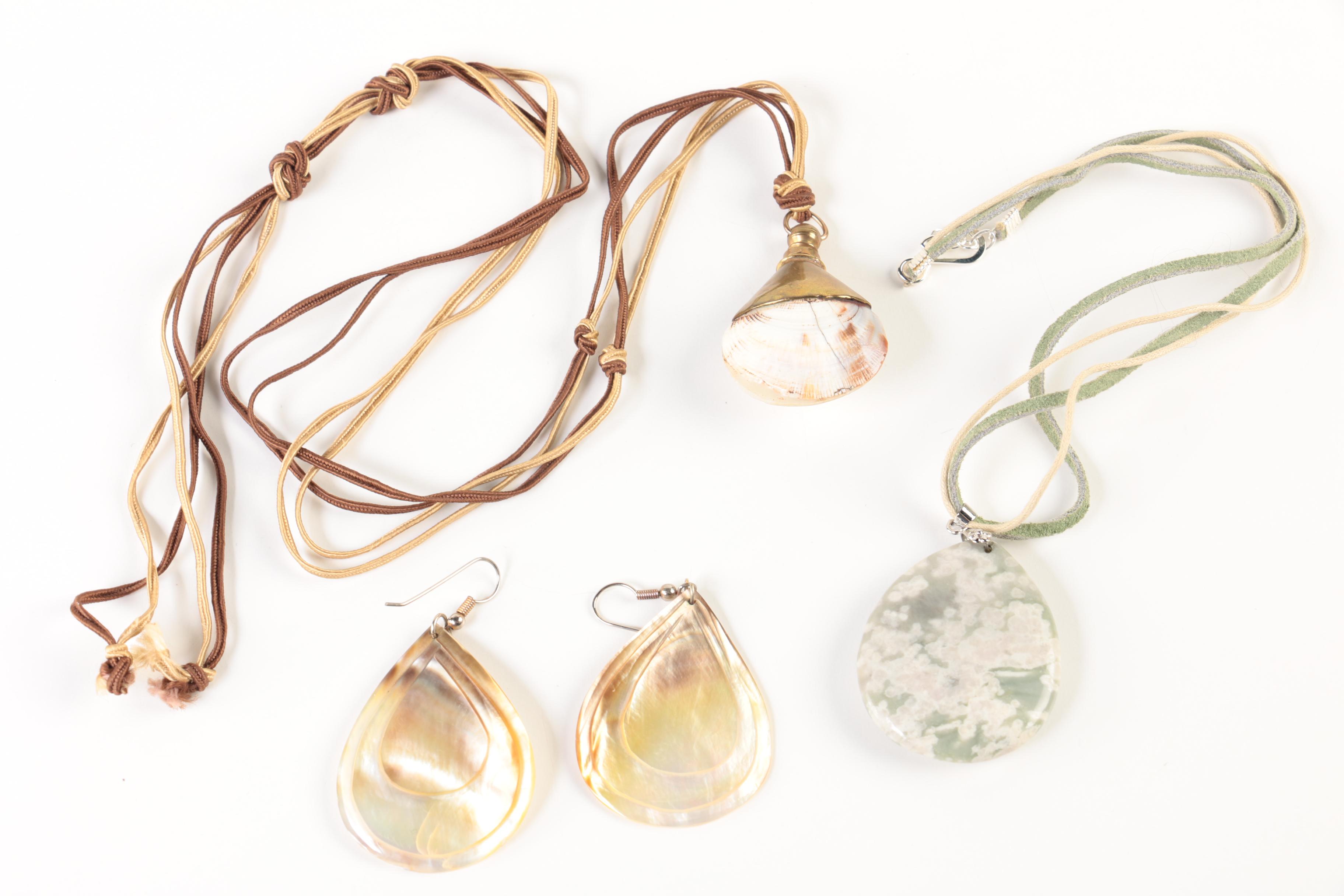 Gold and Silver Tone Gemstone Assorted Jewelry Including Jasper