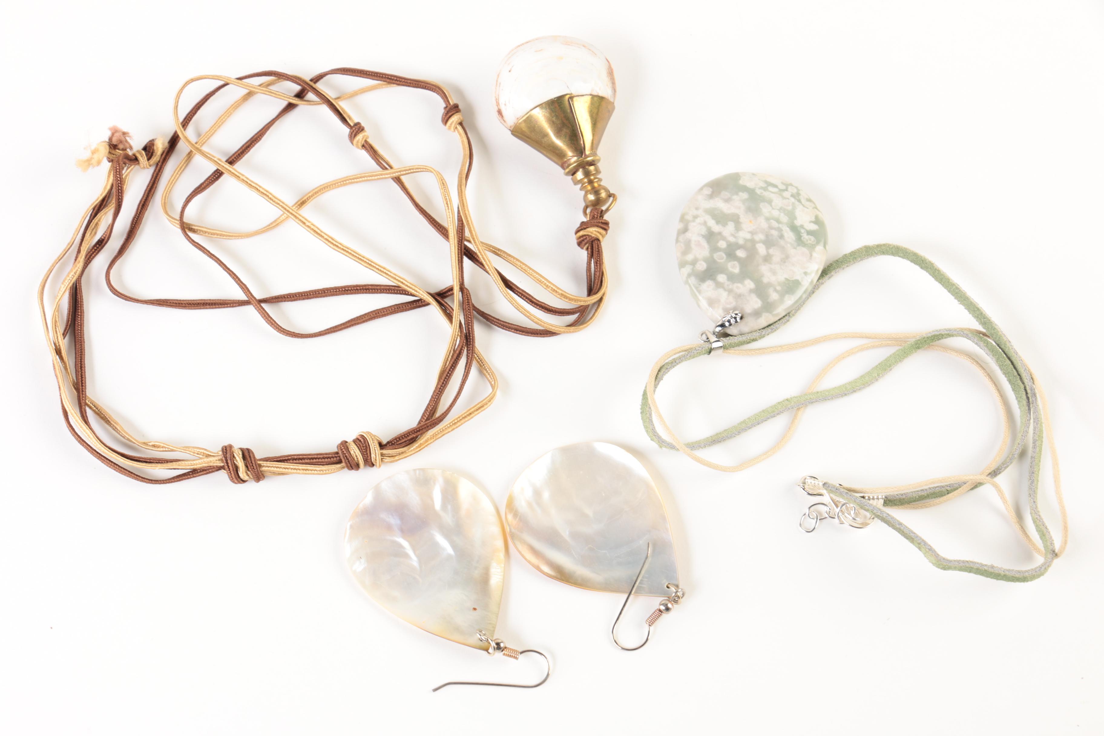 Gold and Silver Tone Gemstone Assorted Jewelry Including Jasper