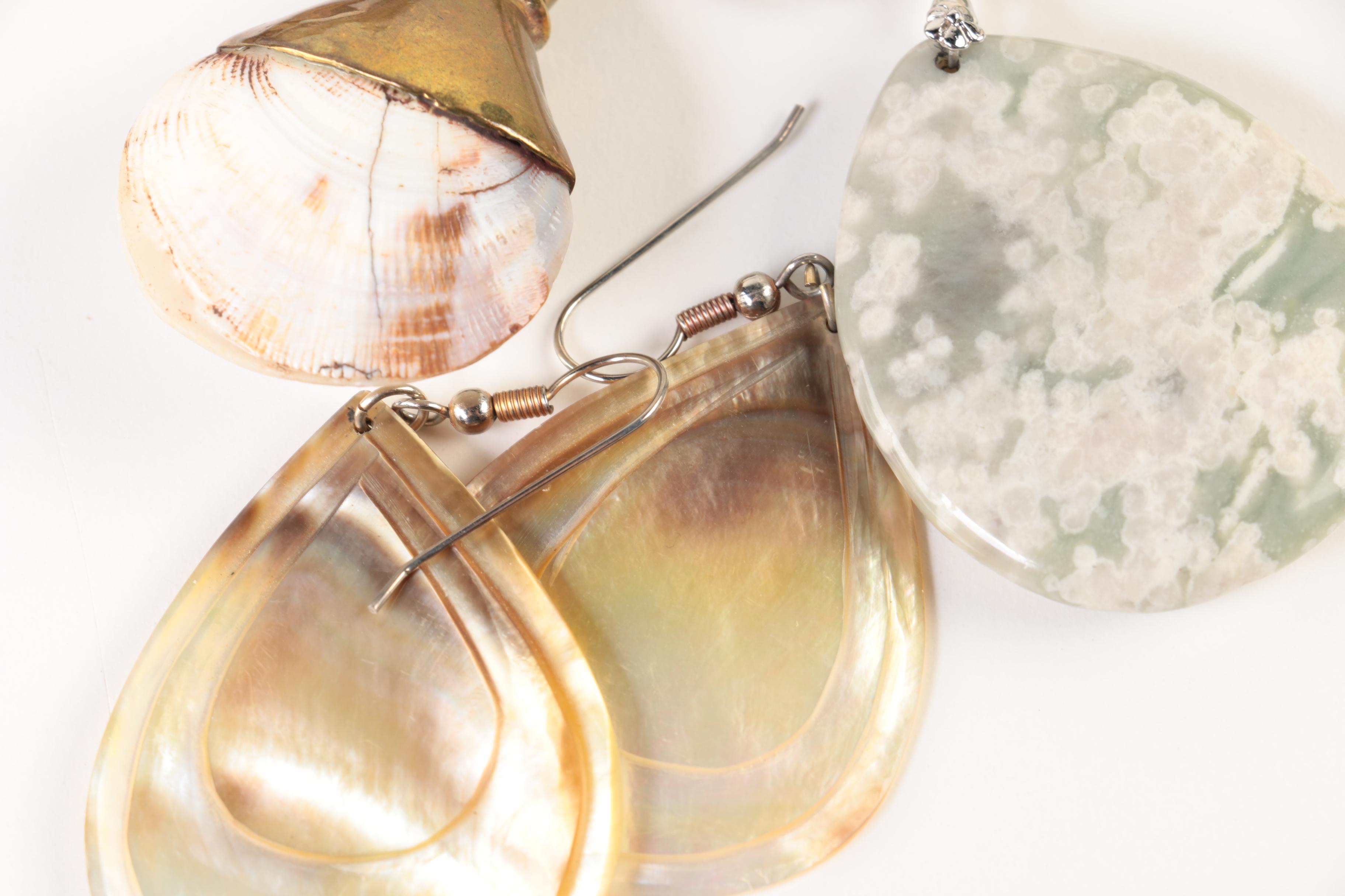 Gold and Silver Tone Gemstone Assorted Jewelry Including Jasper