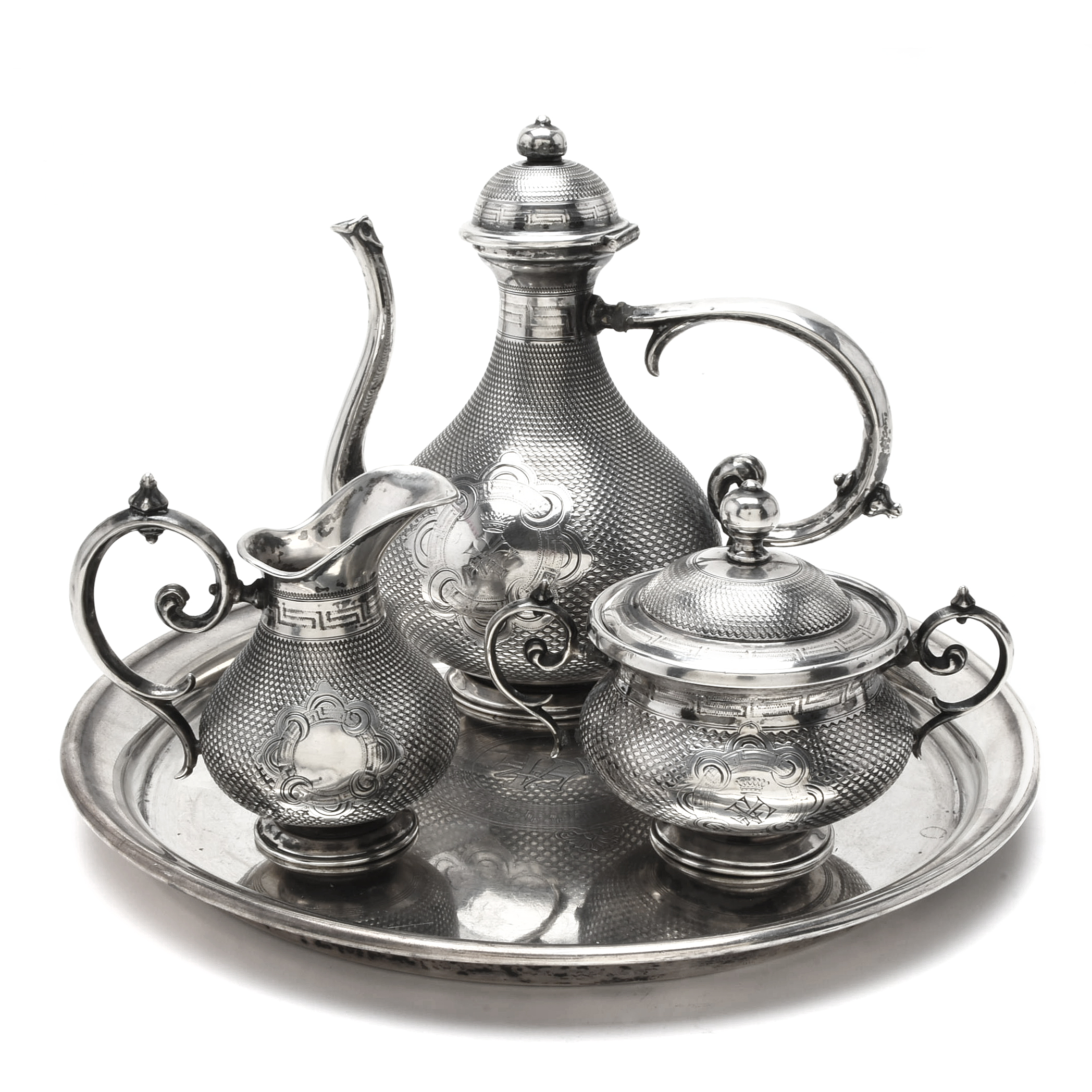 19th Century Sy & Wagner Prussian 812 Silver Tea Service