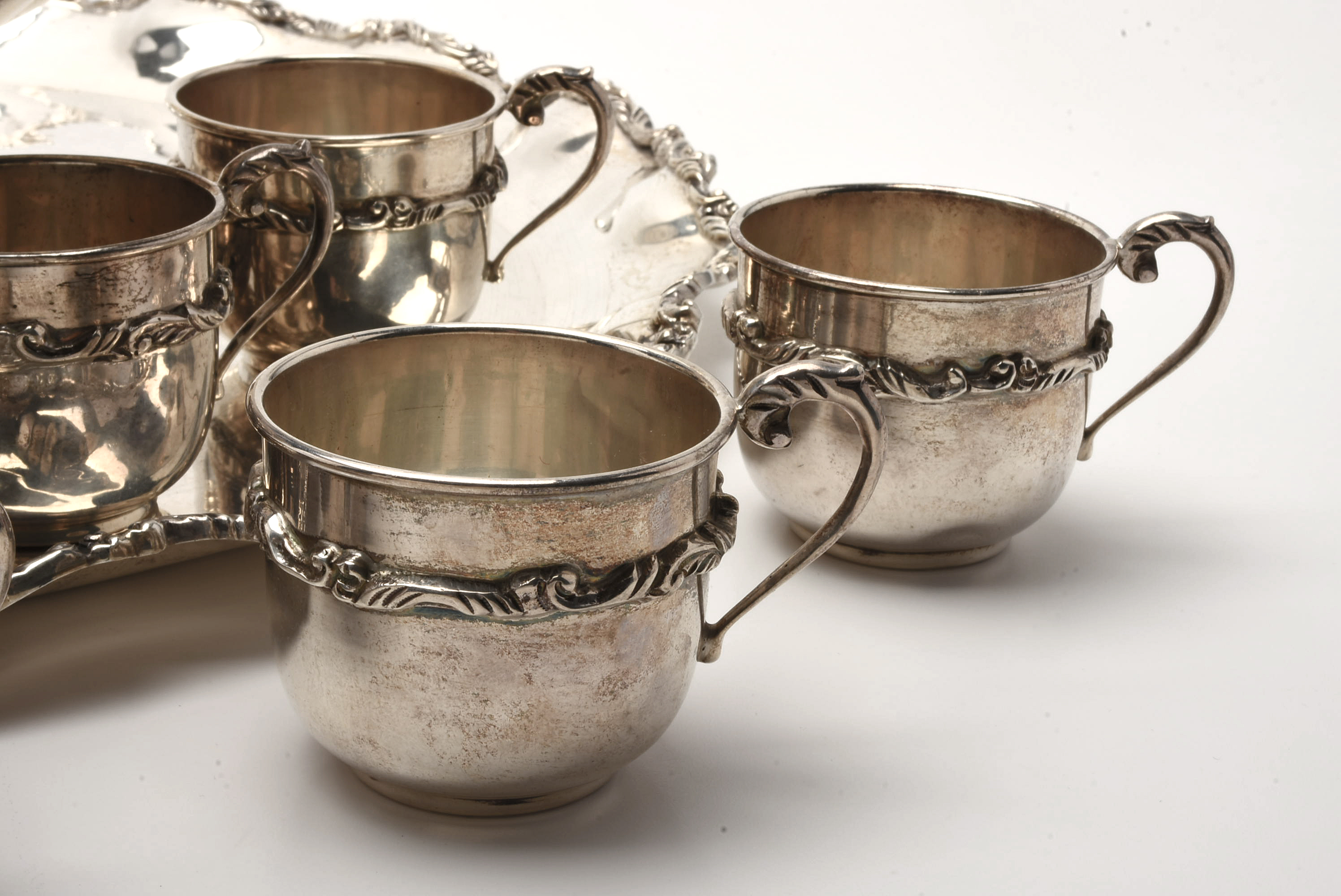 Mid-Century P. Lopez G Mexican Sterling Silver Punch Set