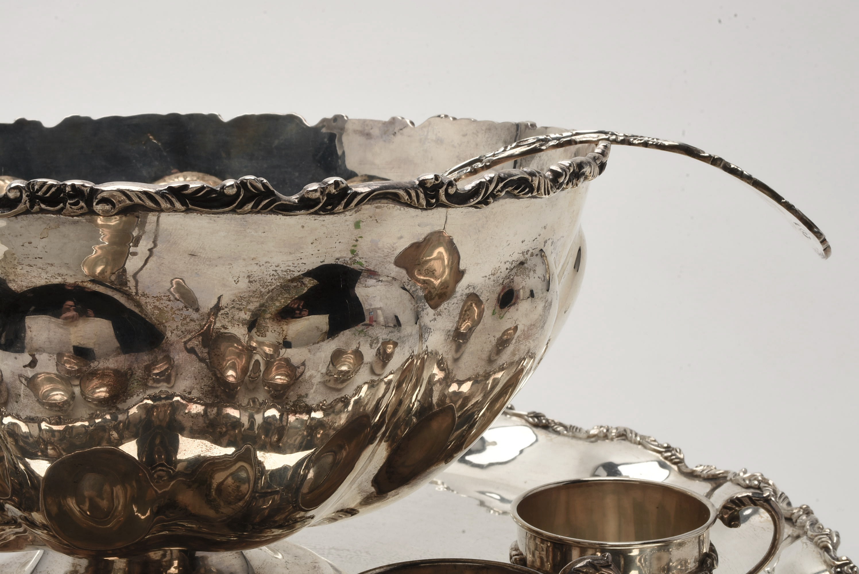 Mid-Century P. Lopez G Mexican Sterling Silver Punch Set