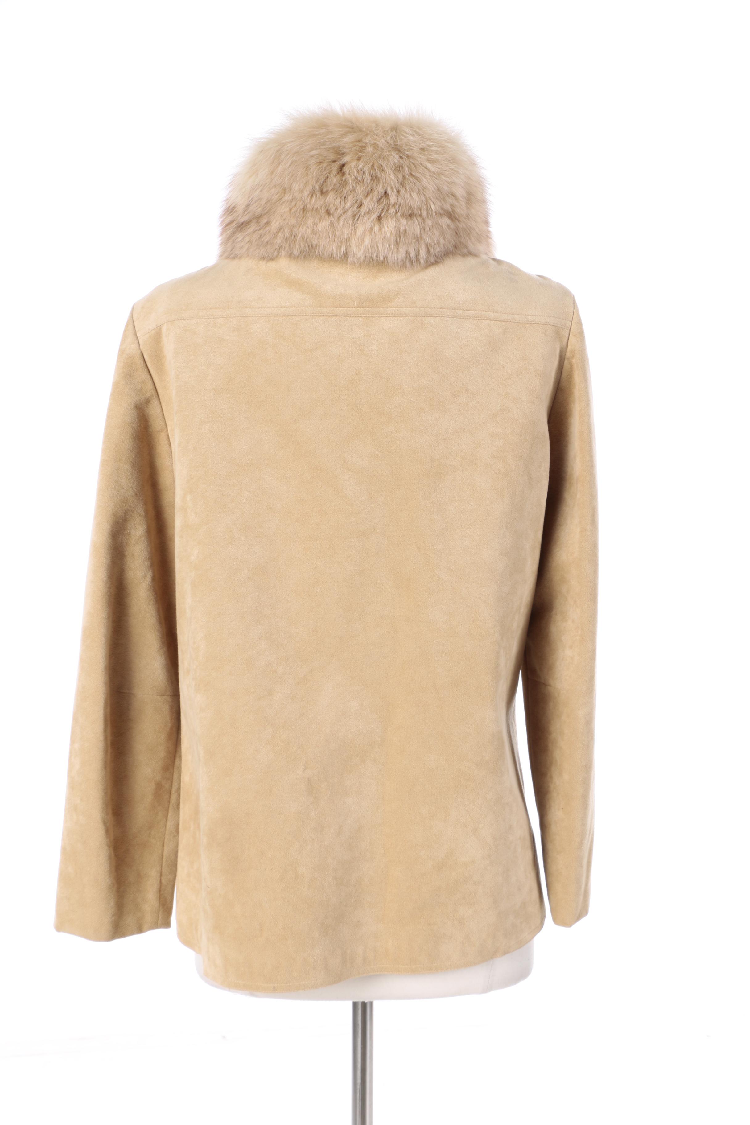 Women's Vintage Ernst Strauss & Schnell Sports Suede Jacket with Fox Fur Collar