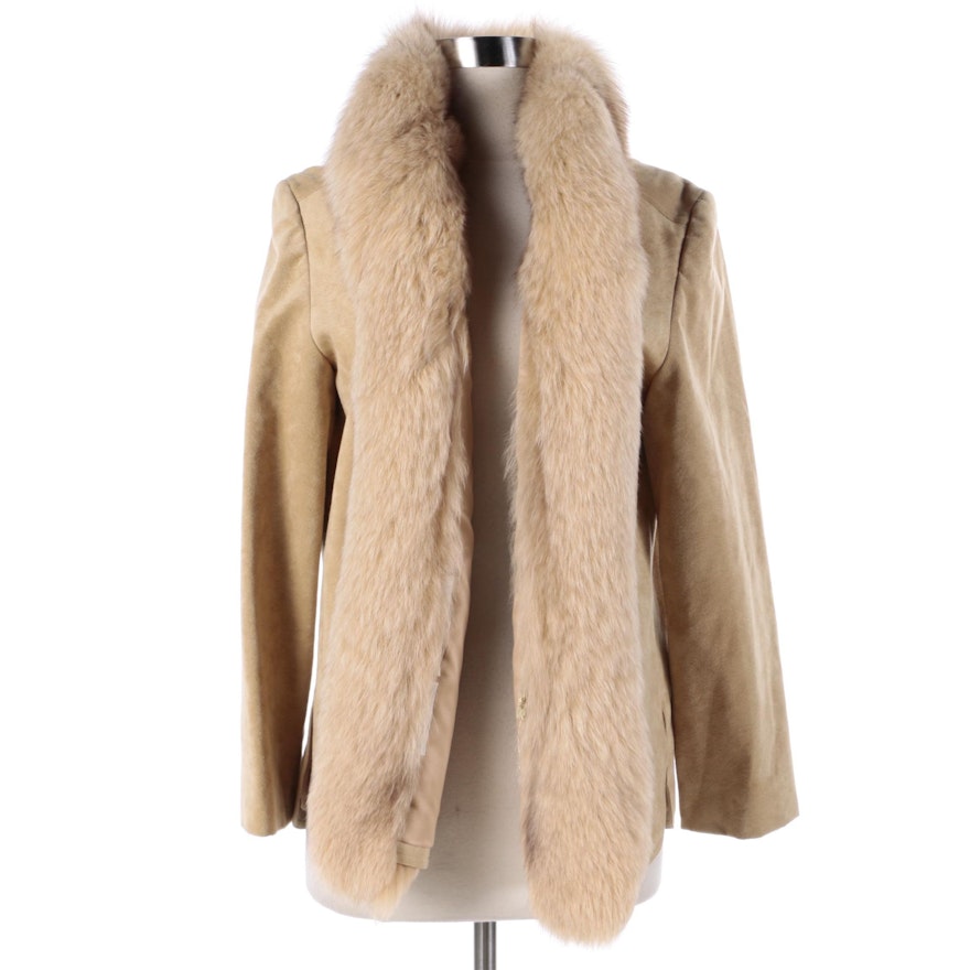 Women's Vintage Ernst Strauss & Schnell Sports Suede Jacket with Fox Fur Collar
