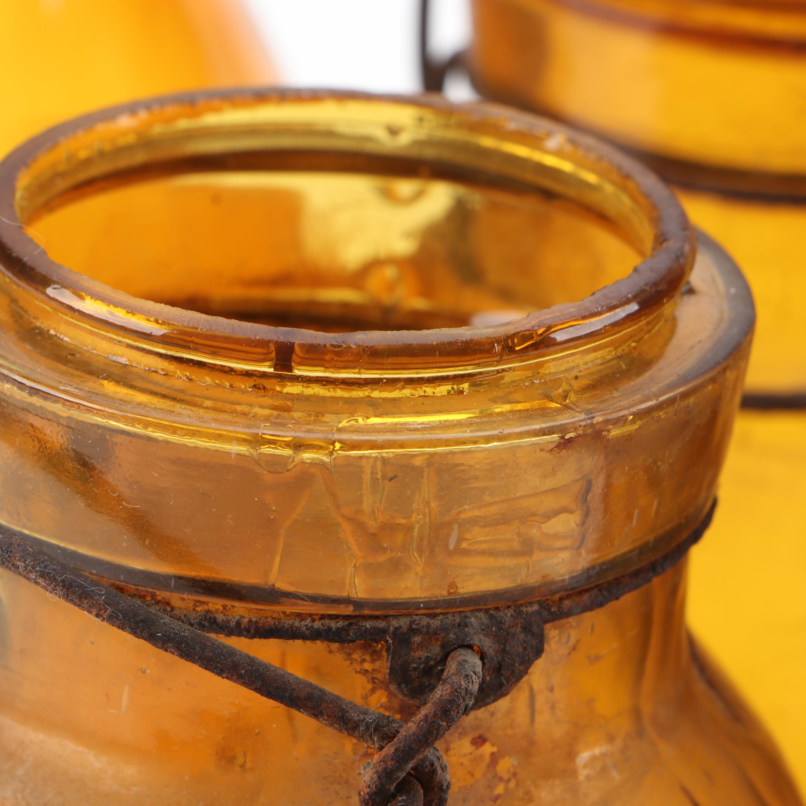 Antique Amber Canning Jars And Milk Bottle