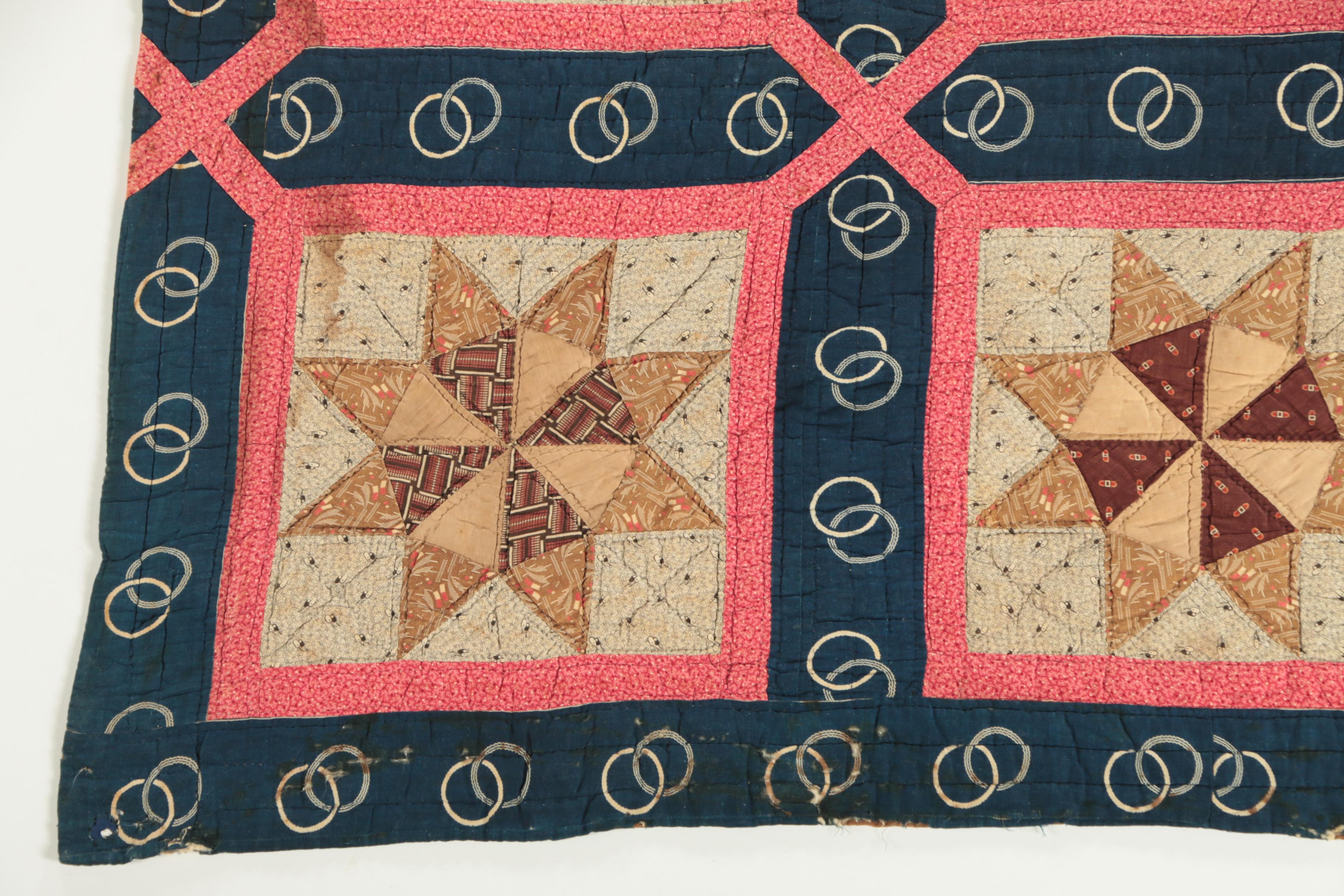 Antique Handmade "Pinwheel Star" and "Hunter's Star" Block Quilts