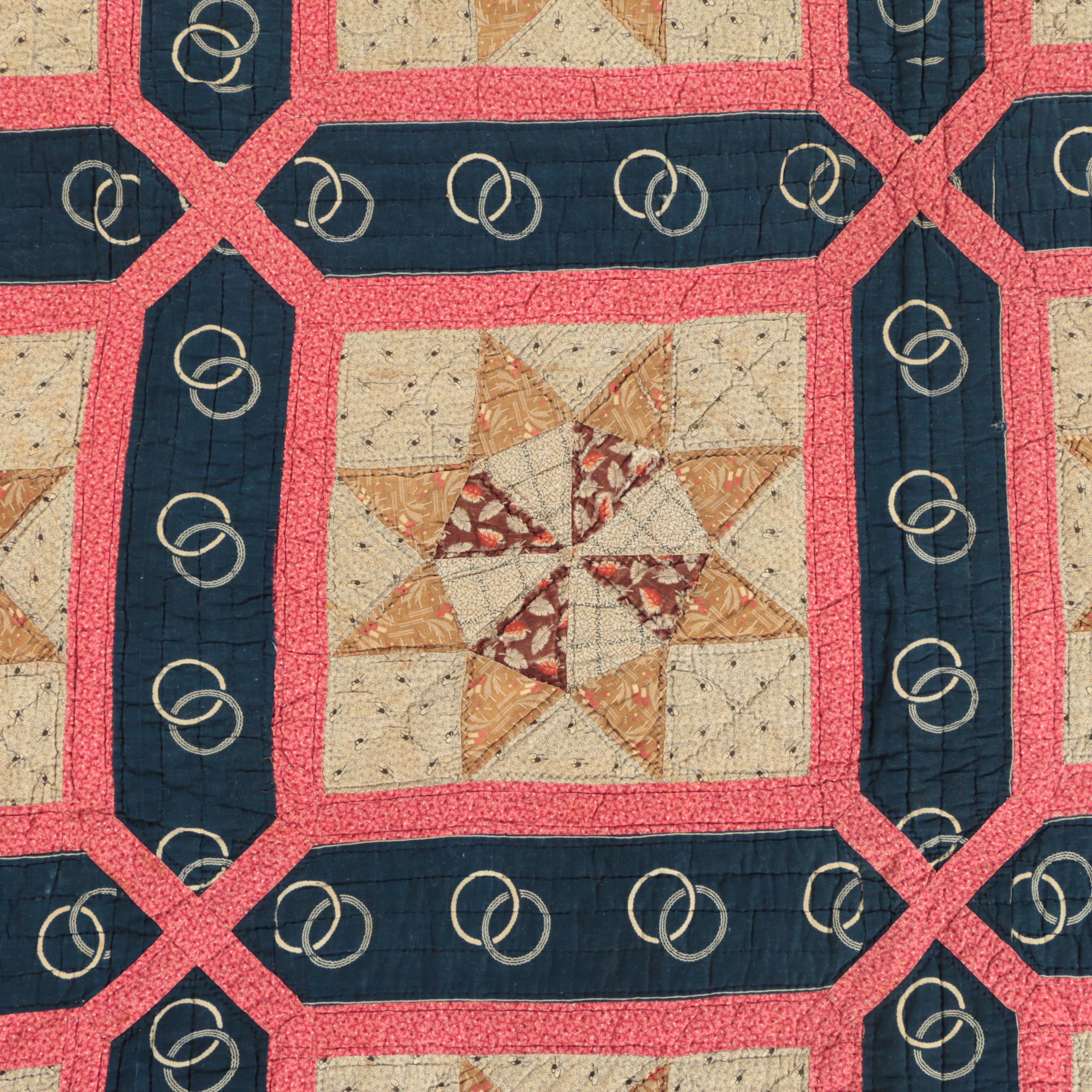 Antique Handmade "Pinwheel Star" and "Hunter's Star" Block Quilts