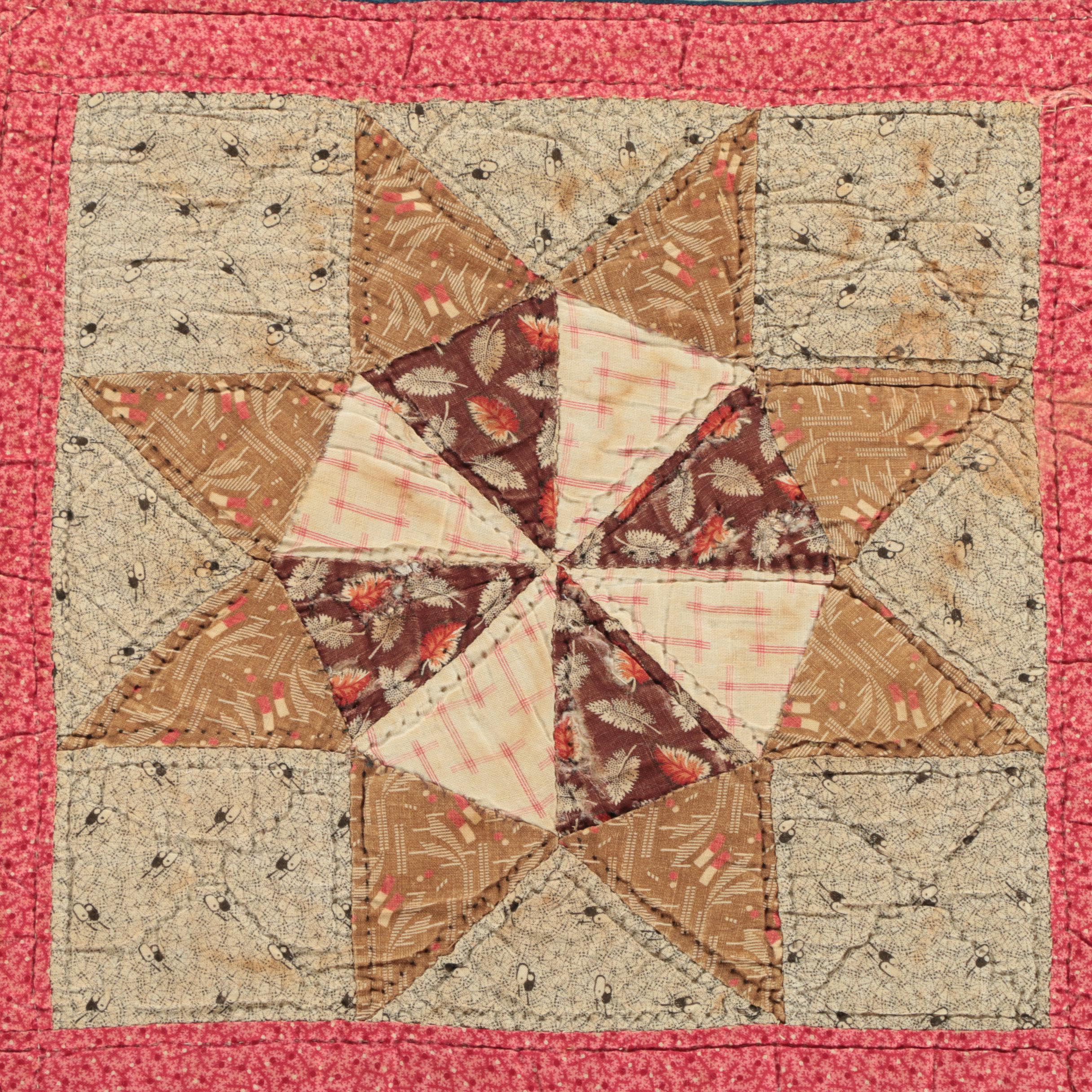 Antique Handmade "Pinwheel Star" and "Hunter's Star" Block Quilts