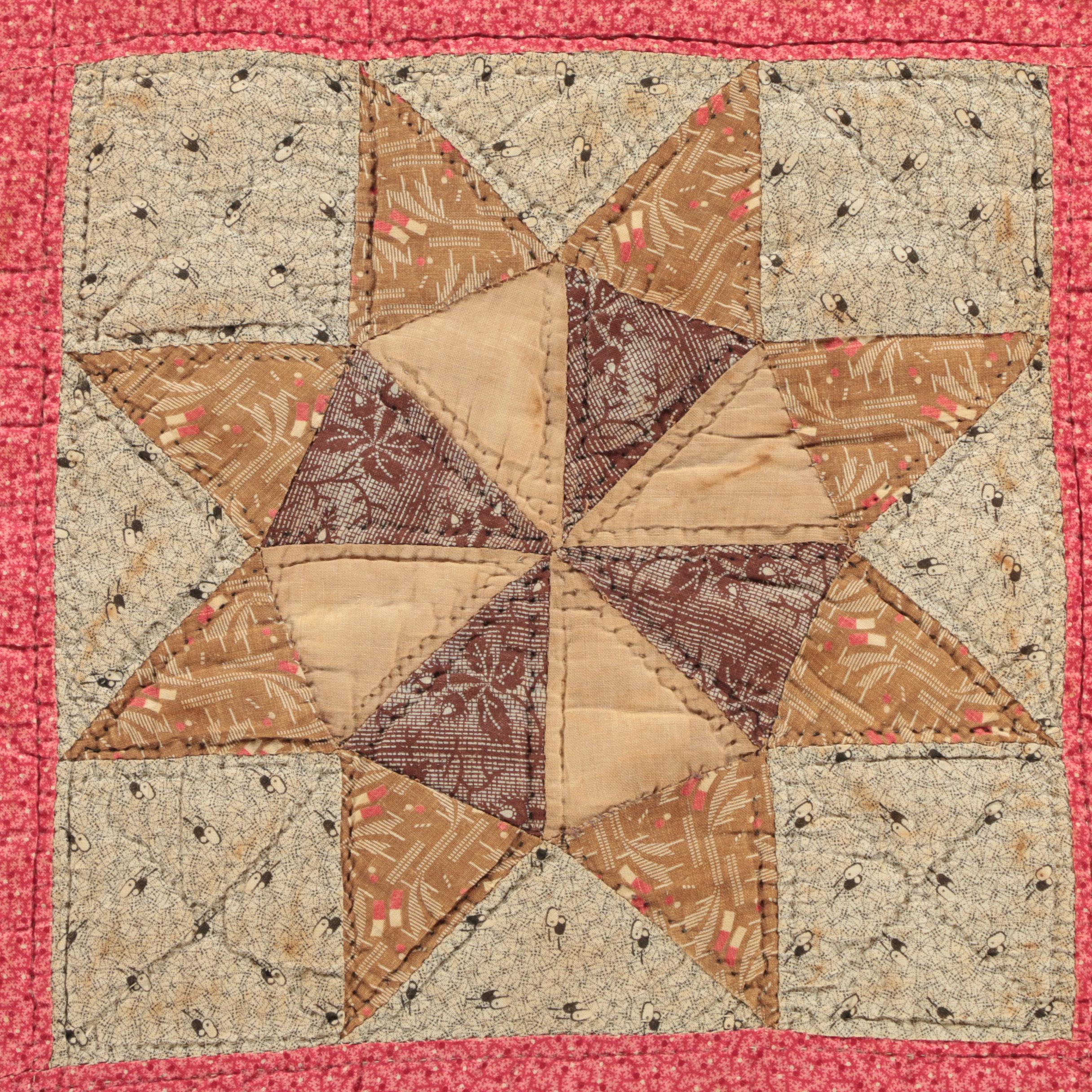 Antique Handmade "Pinwheel Star" and "Hunter's Star" Block Quilts