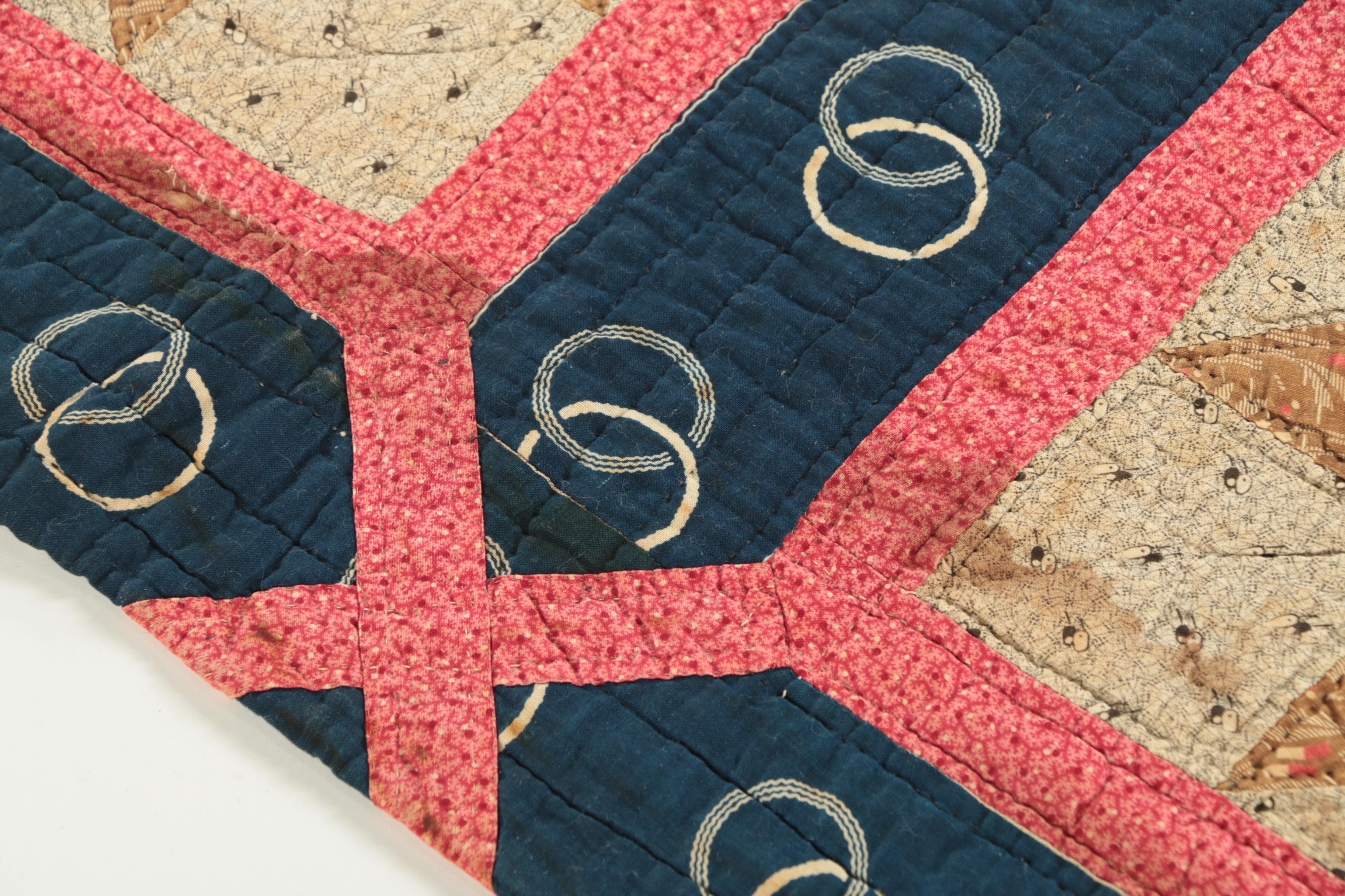 Antique Handmade "Pinwheel Star" and "Hunter's Star" Block Quilts