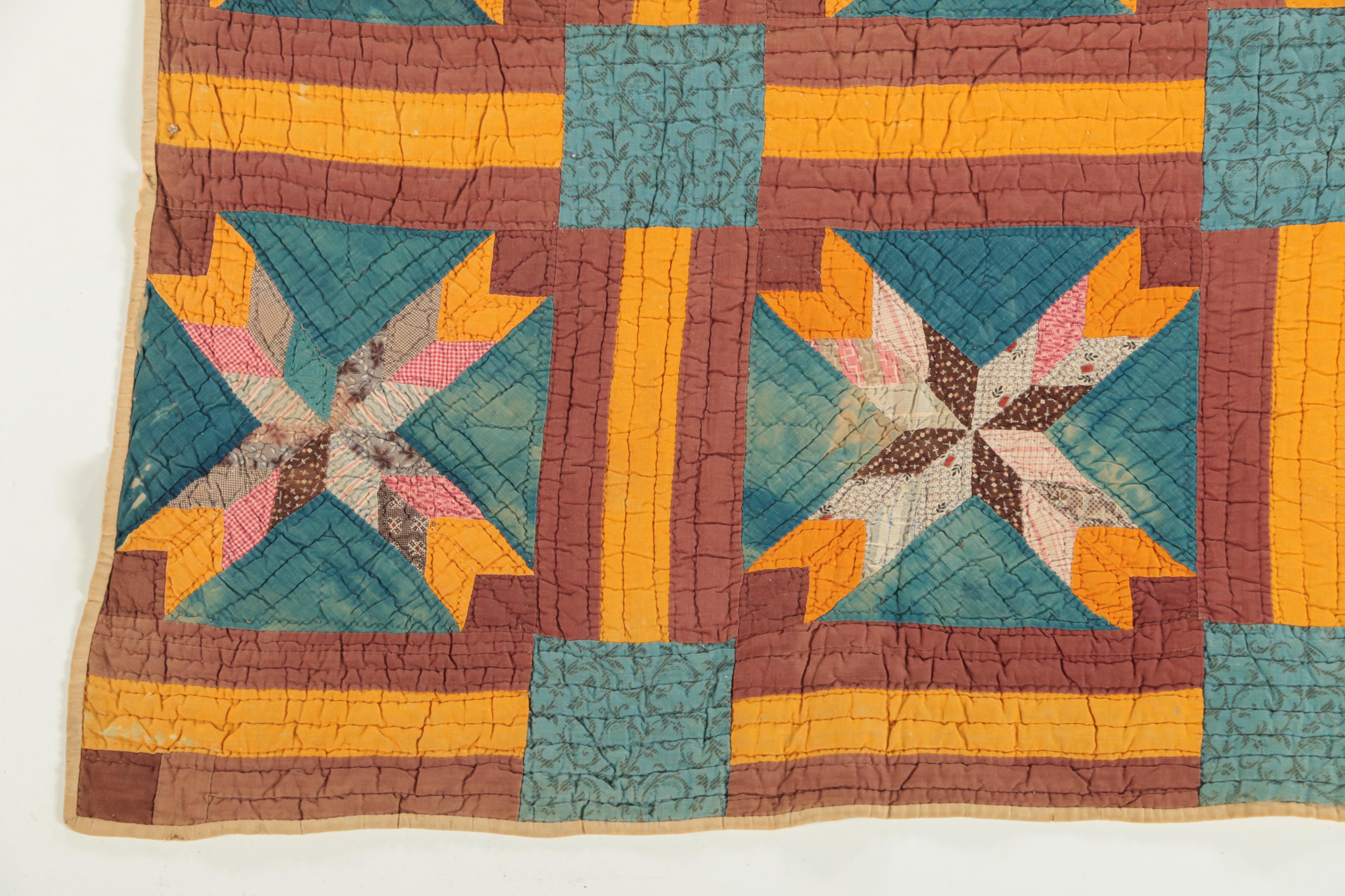 Antique Handmade "Pinwheel Star" and "Hunter's Star" Block Quilts