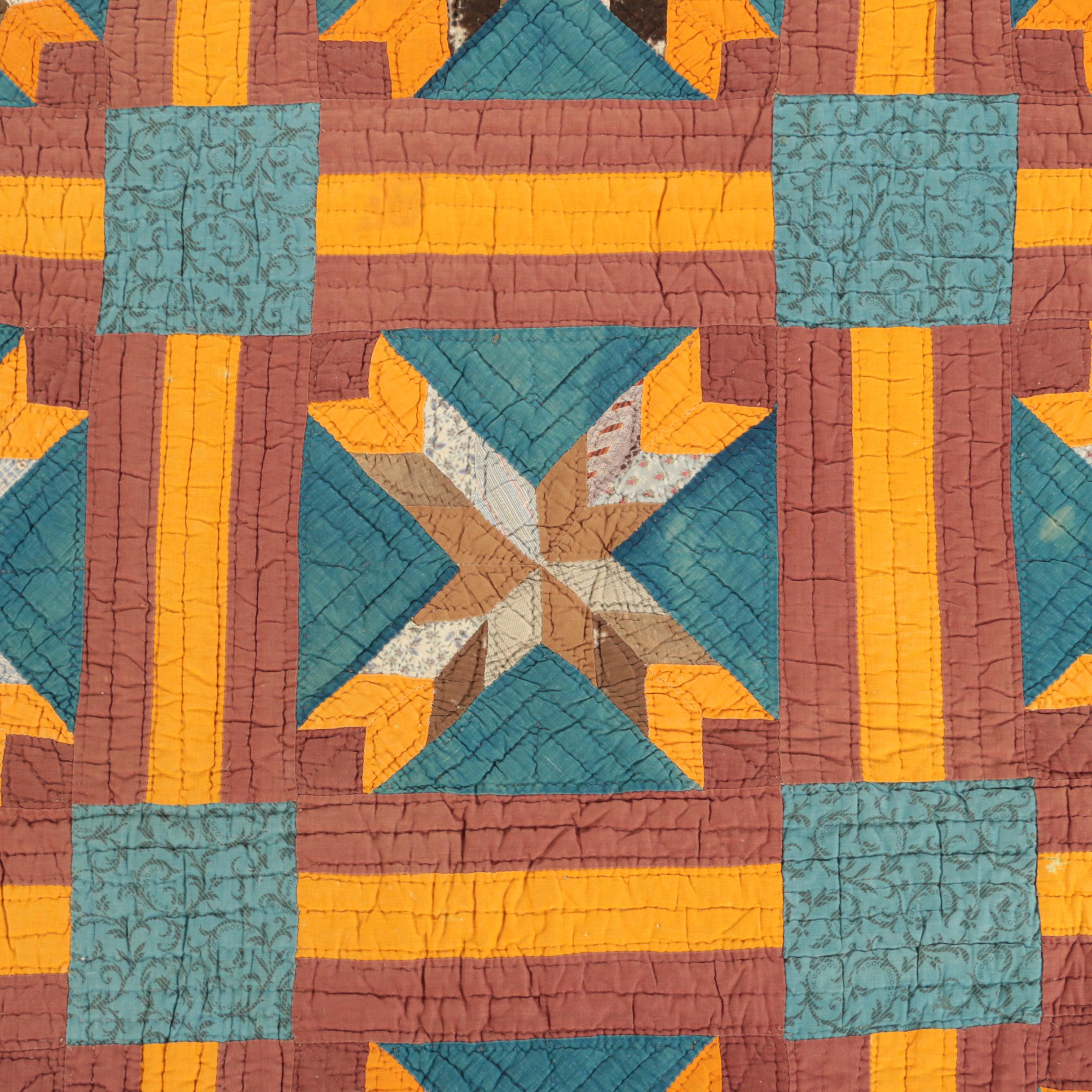 Antique Handmade "Pinwheel Star" and "Hunter's Star" Block Quilts