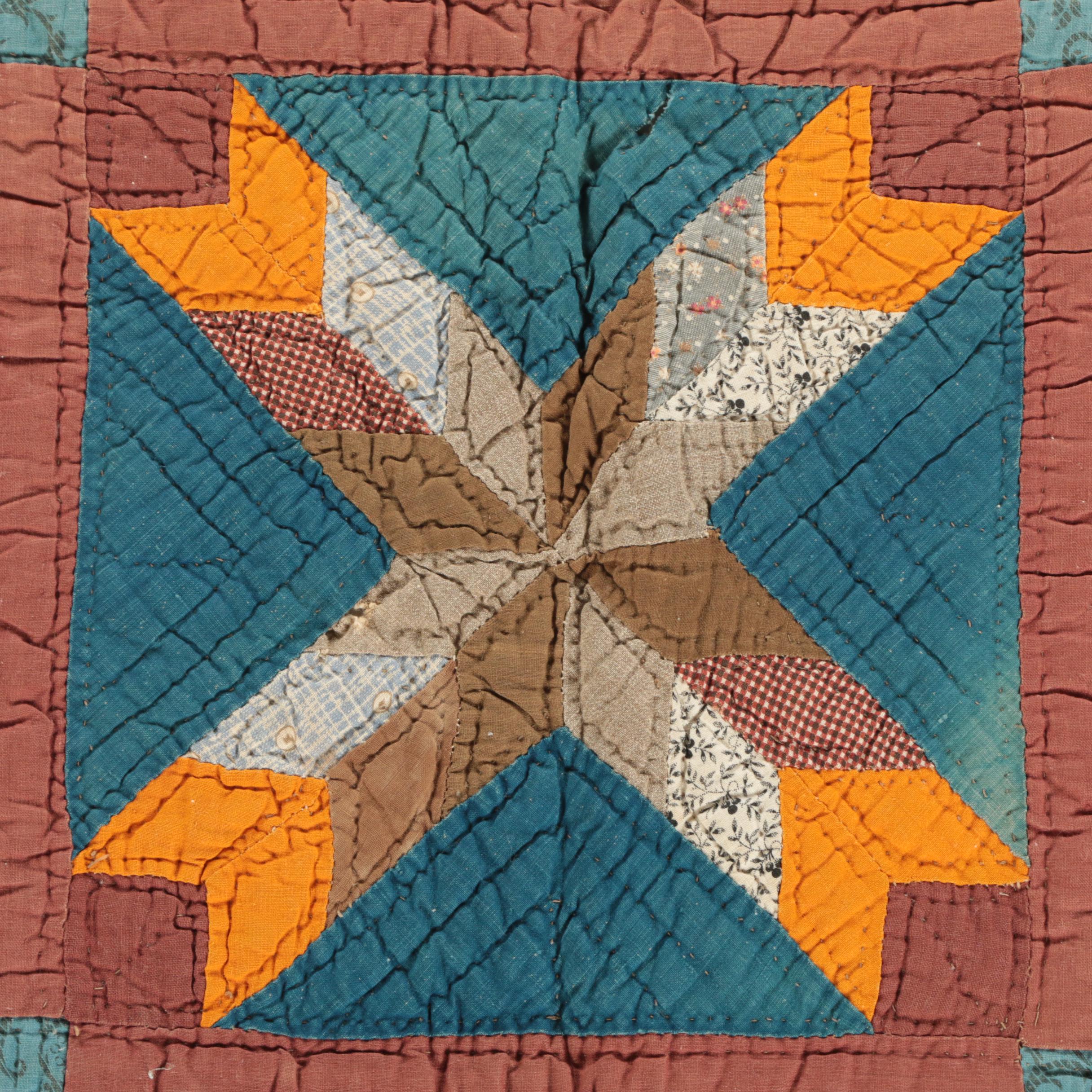 Antique Handmade "Pinwheel Star" and "Hunter's Star" Block Quilts
