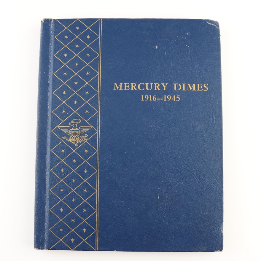 Group of Forty Mercury Silver Dimes in a Whitman Folder