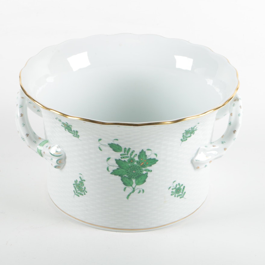 Herend Hungary "Chinese Bouquet Green" Cachepot
