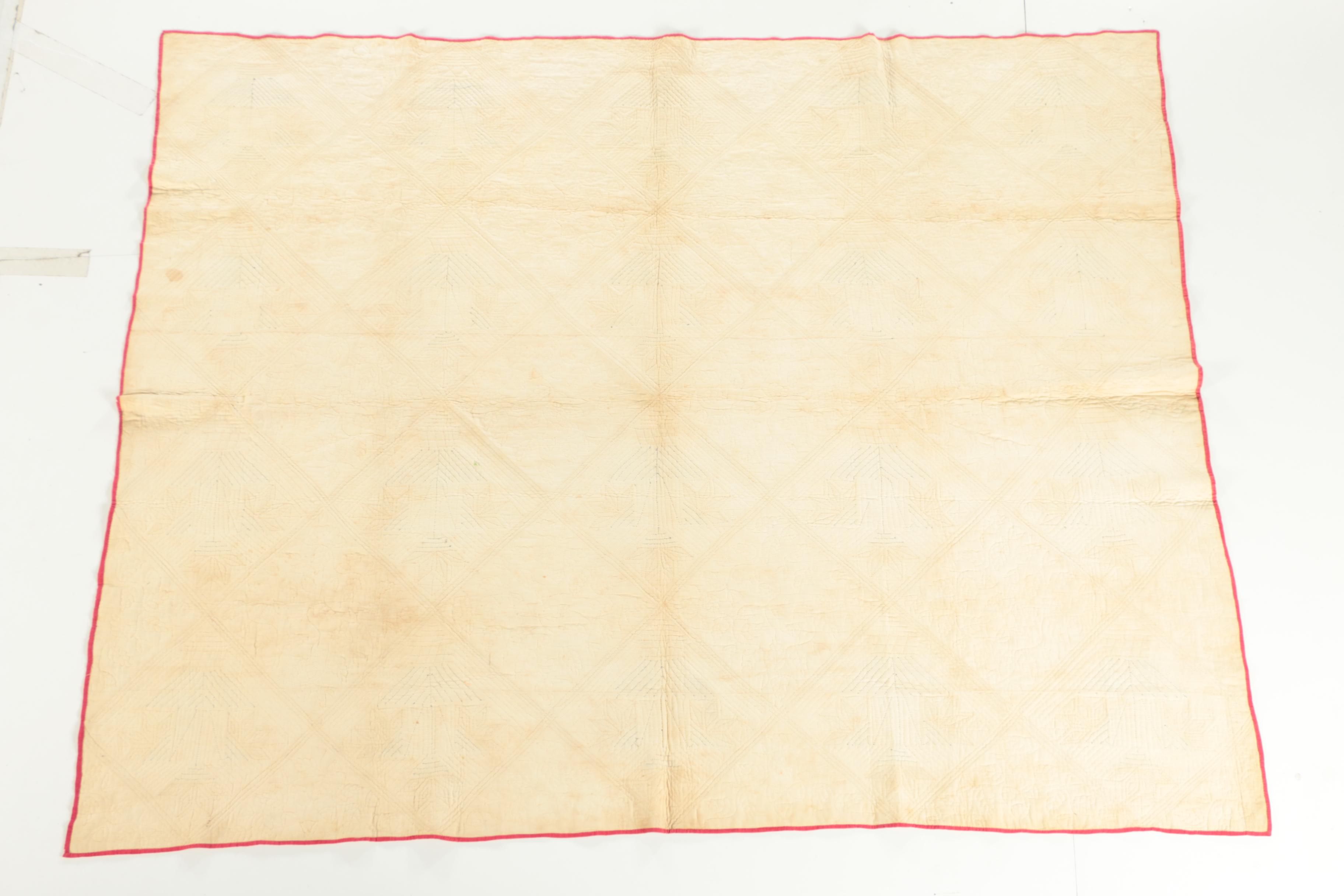 Antique Handmade "Tulip Basket" Red and Green Applique Quilt