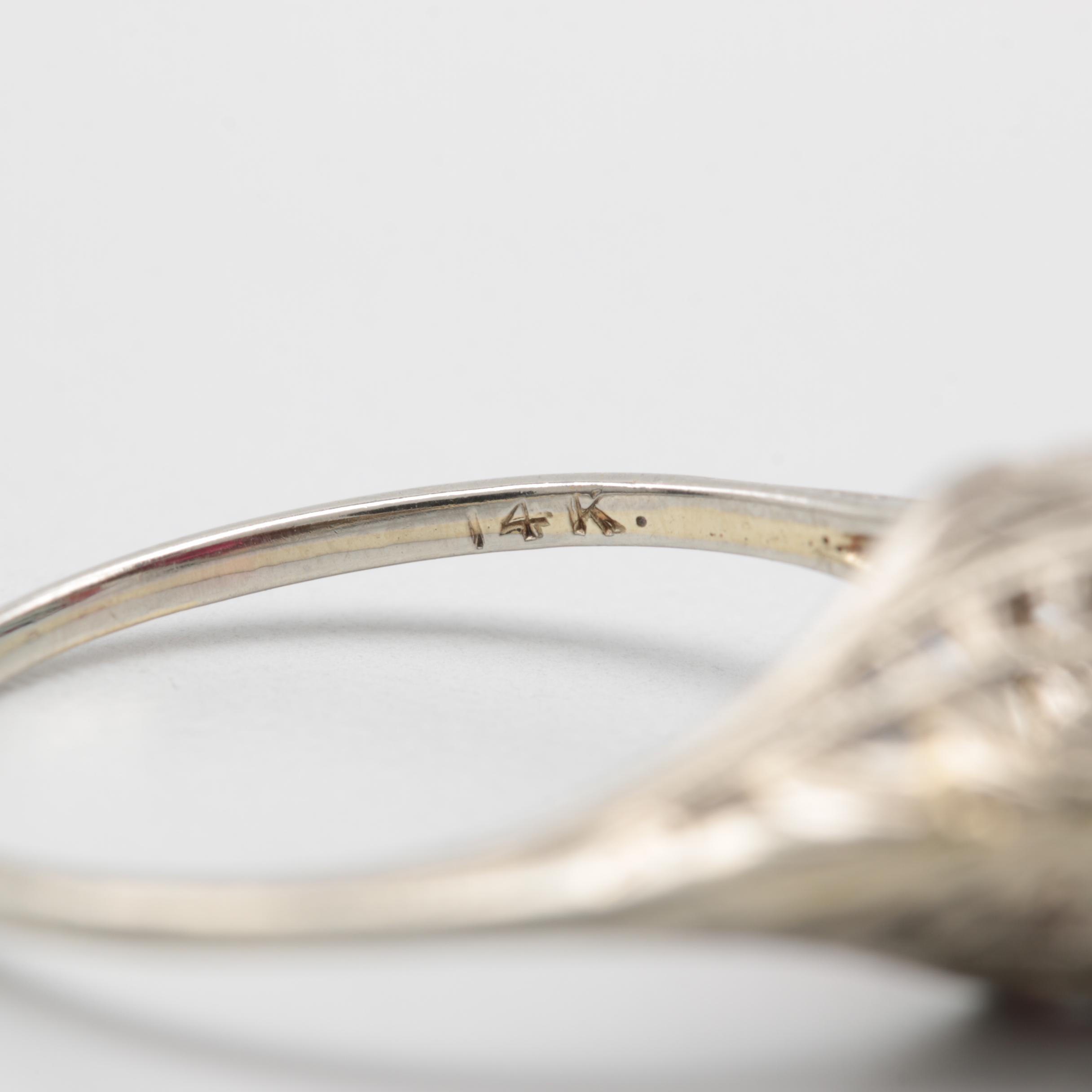 14K White Gold Garnet and Glass Doublet Ring