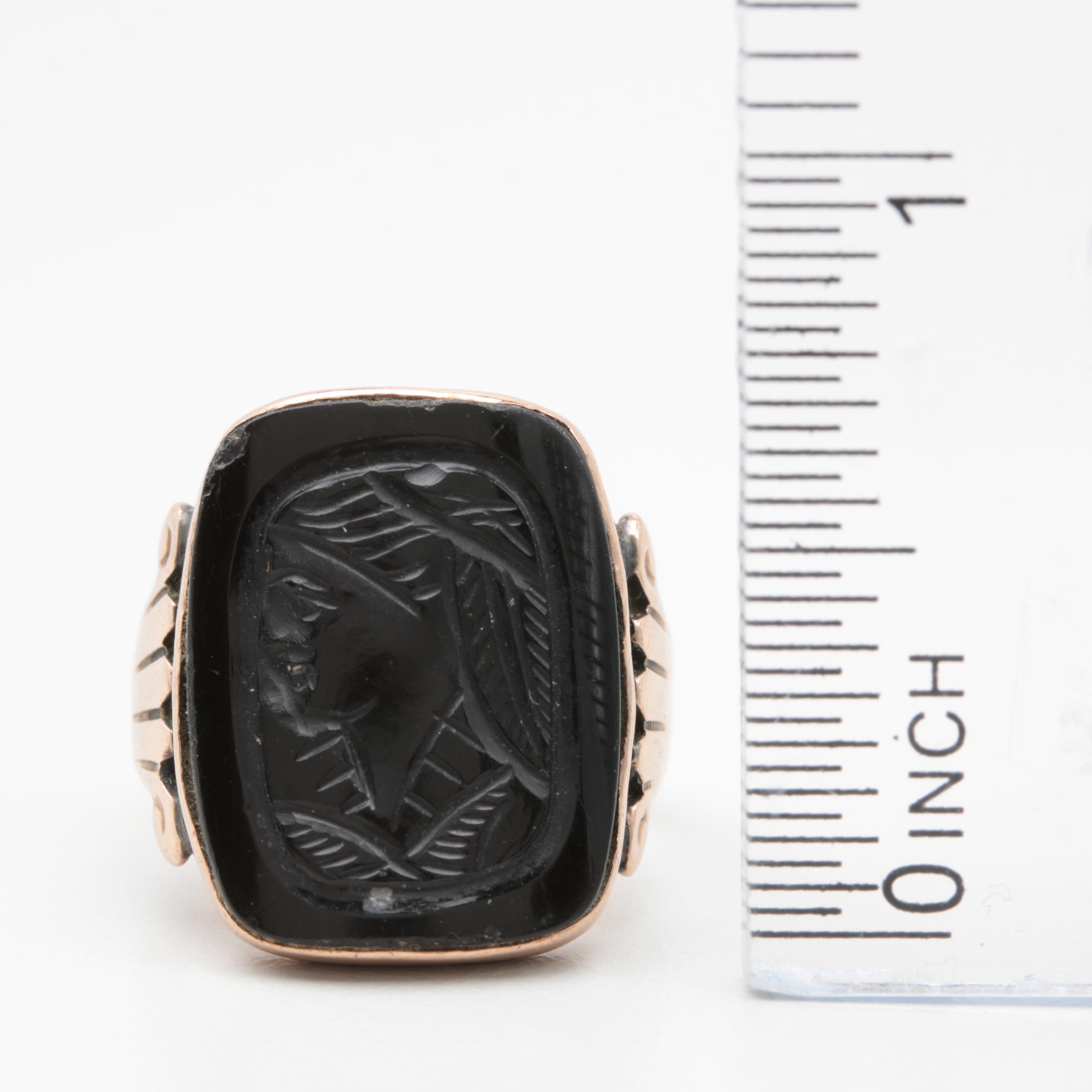 Gold Filled Black Onyx Cameo Ring