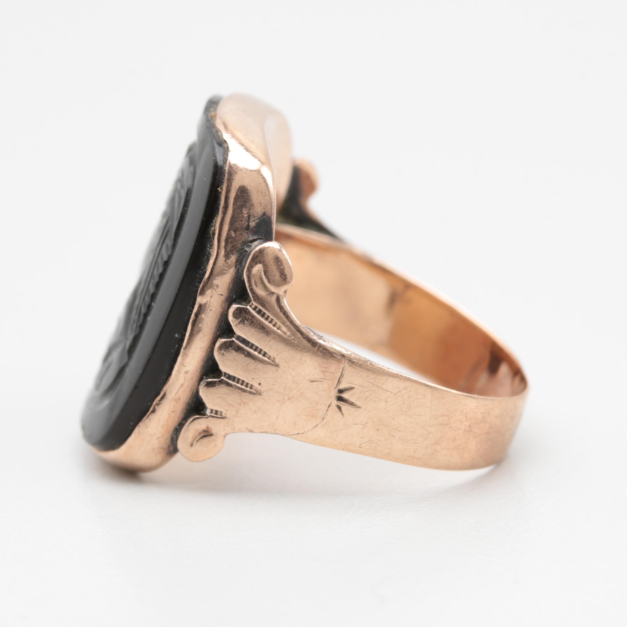 Gold Filled Black Onyx Cameo Ring